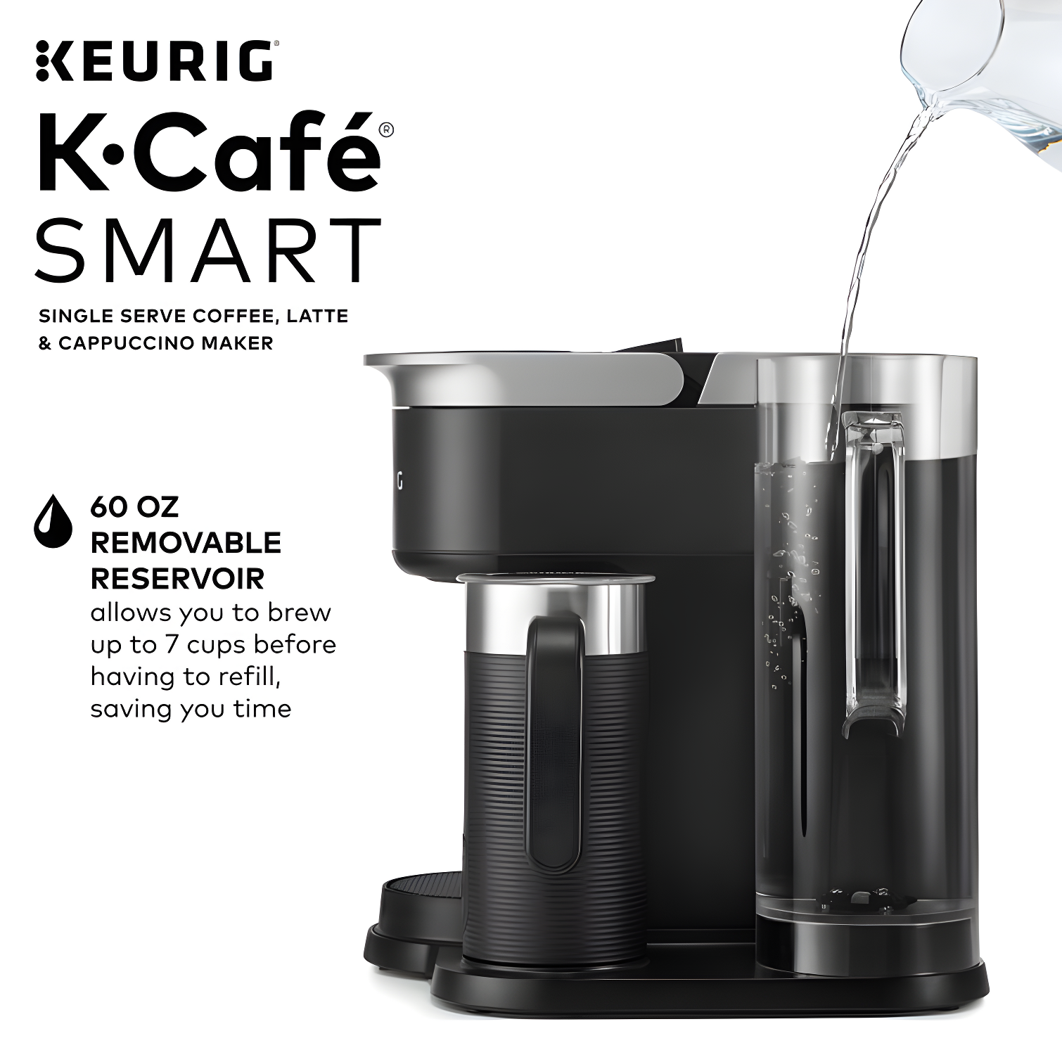 Keurig K-Cafe SMART Single Serve K-Cup Pod Coffee, Latte And Cappuccino Maker, Black