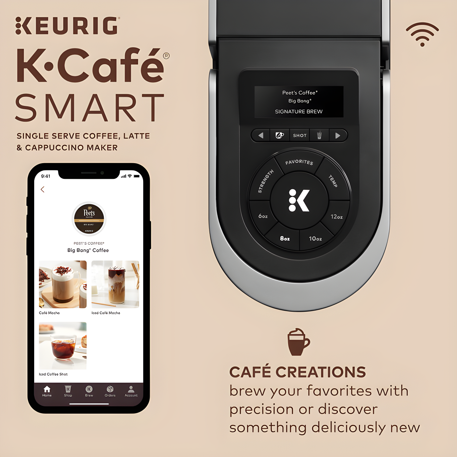 Keurig K-Cafe SMART Single Serve K-Cup Pod Coffee, Latte And Cappuccino Maker, Black