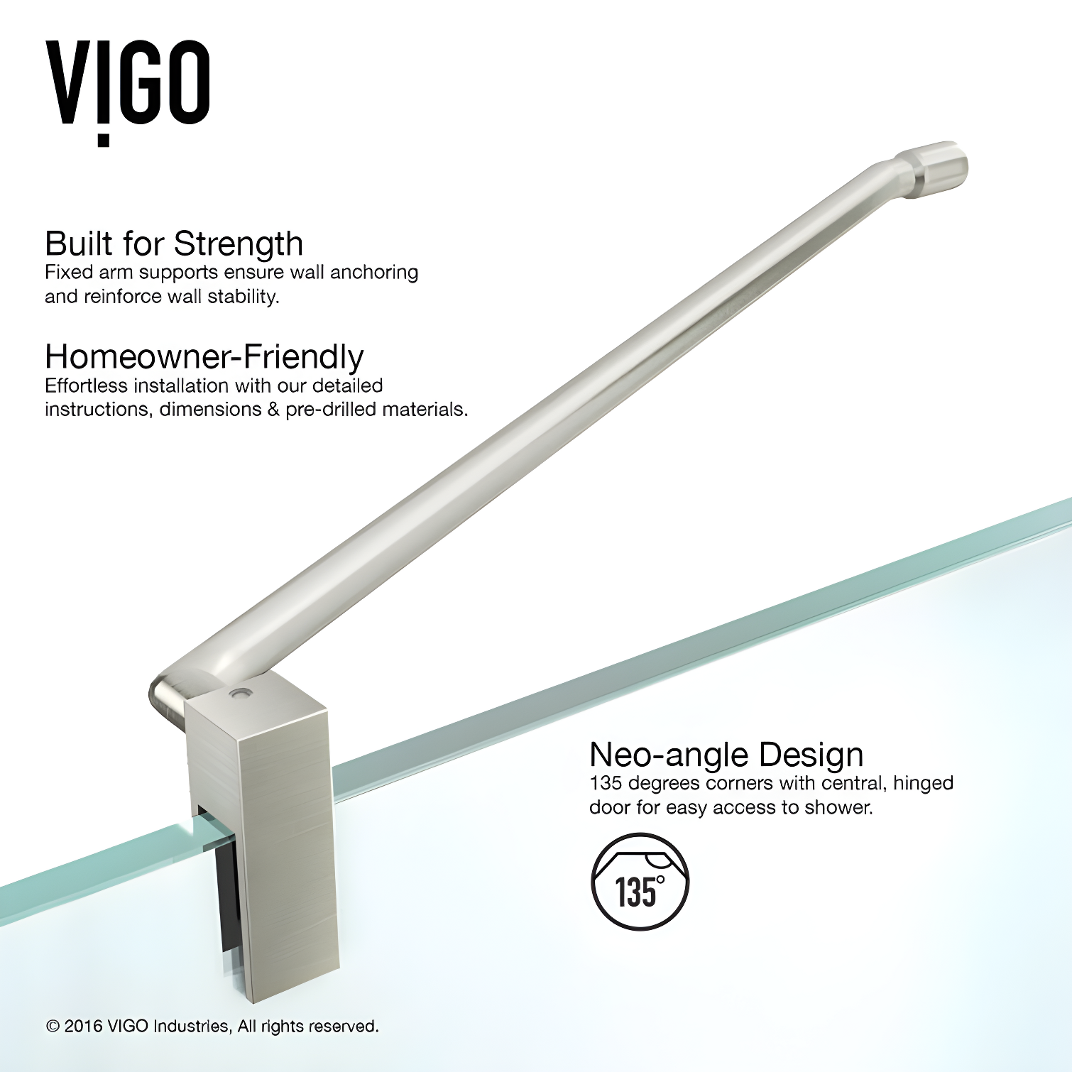 Piedmont 34" W x 34" D x 73" H Hinged Frameless Shower Enclosure with 3/8Clear Glass