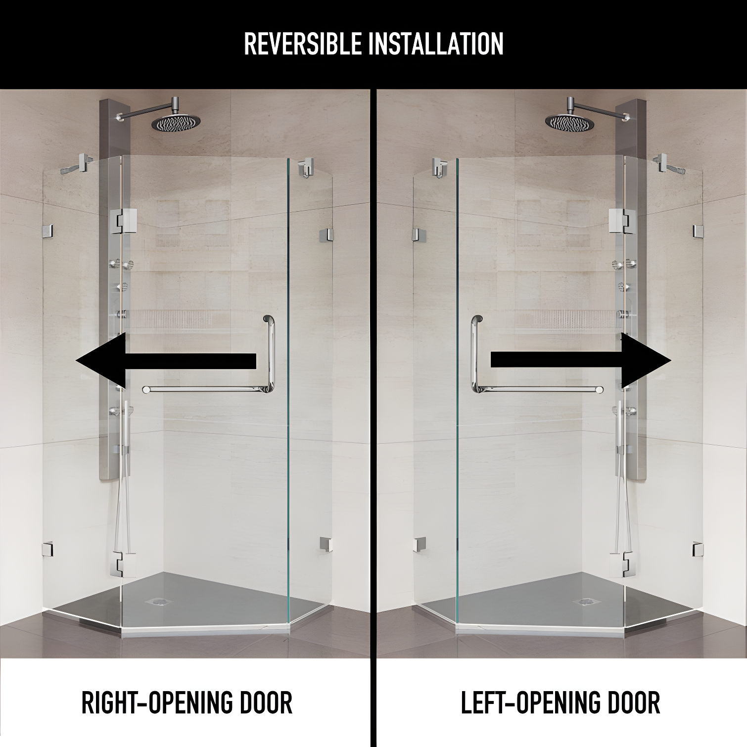 Piedmont 34" W x 34" D x 73" H Hinged Frameless Shower Enclosure with 3/8Clear Glass