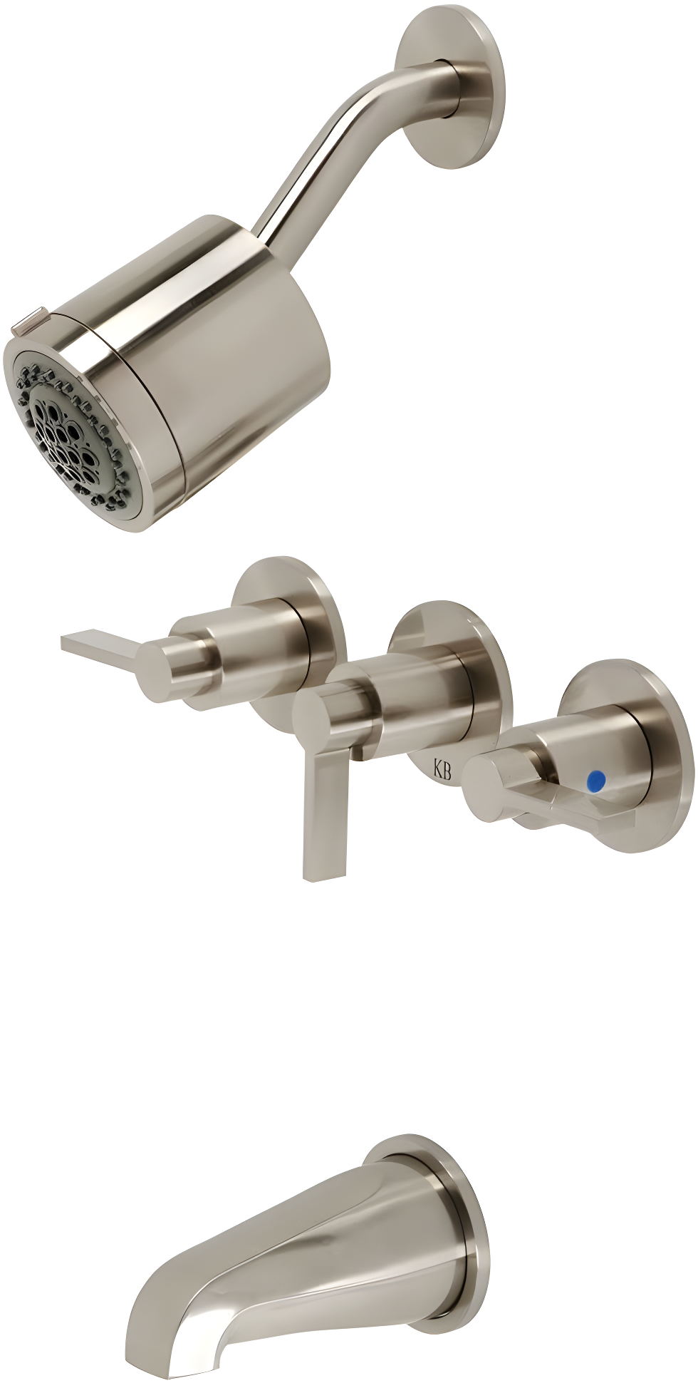 Kingston Brass NuvoFusion Triple-Handle Tub and Shower Faucet