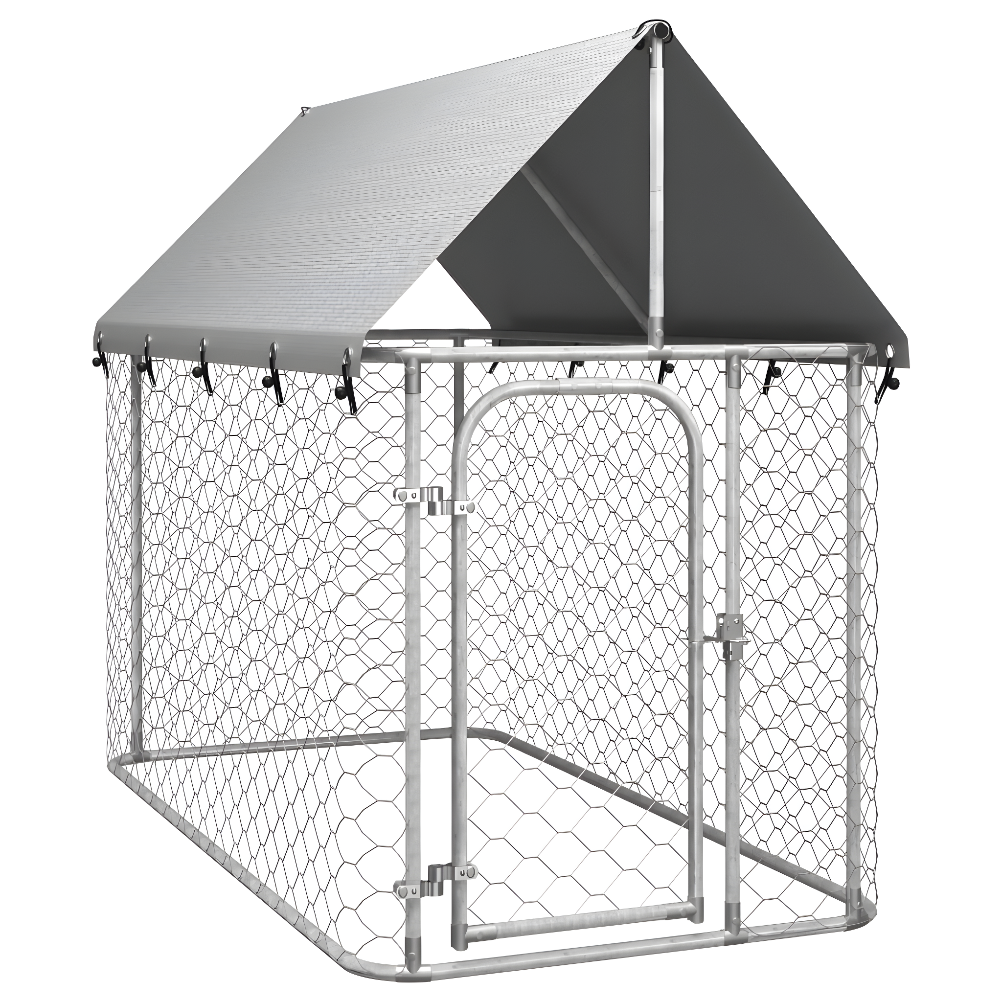 59.1'' H Powder Coated Steel Yard Kennel With Door
