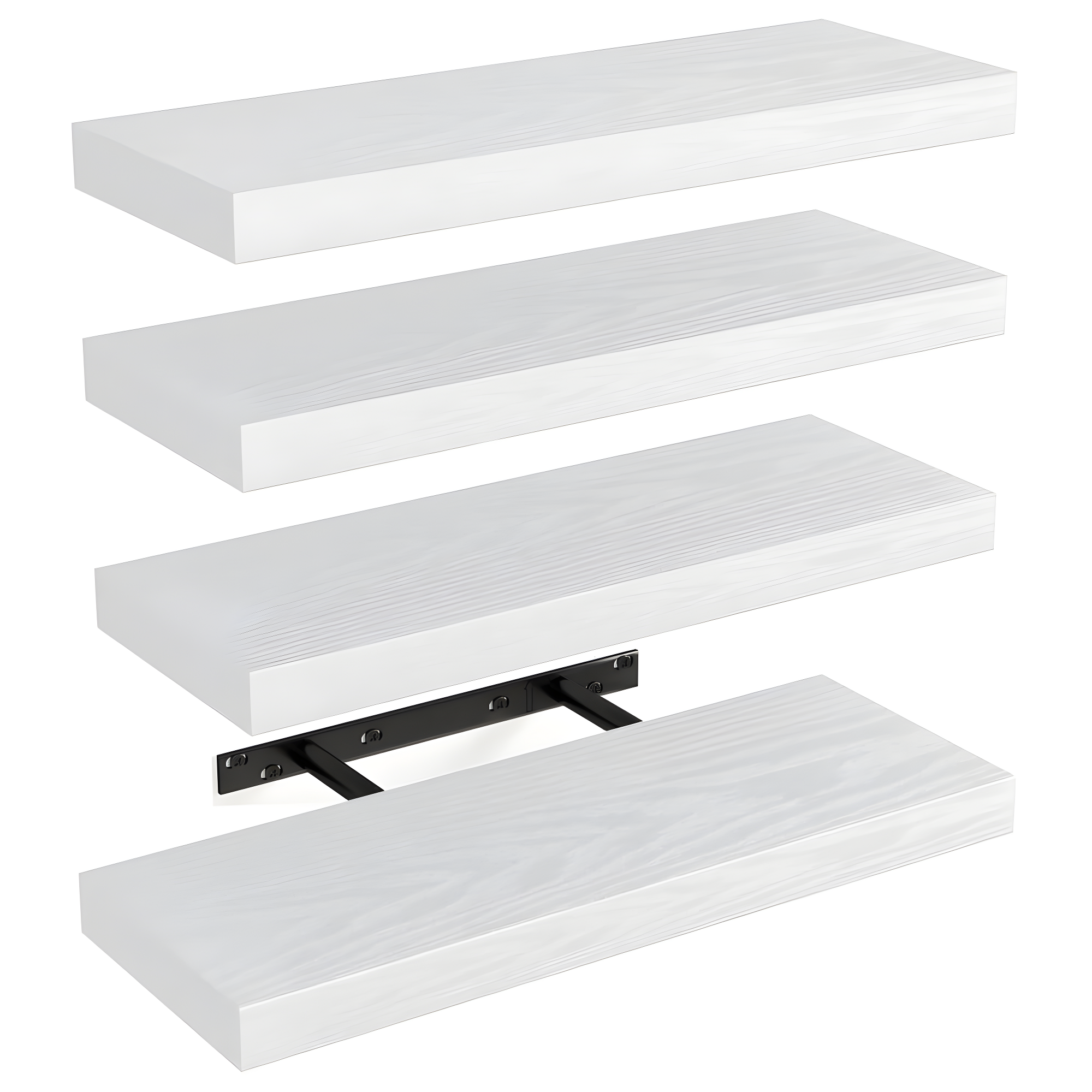 Fairy 15.8in Floating Shelves, Wall Shelves Set of 4, Shelves for Wall Decor, with Invisible Brackets, 15.8x1.2x5.5inches, White