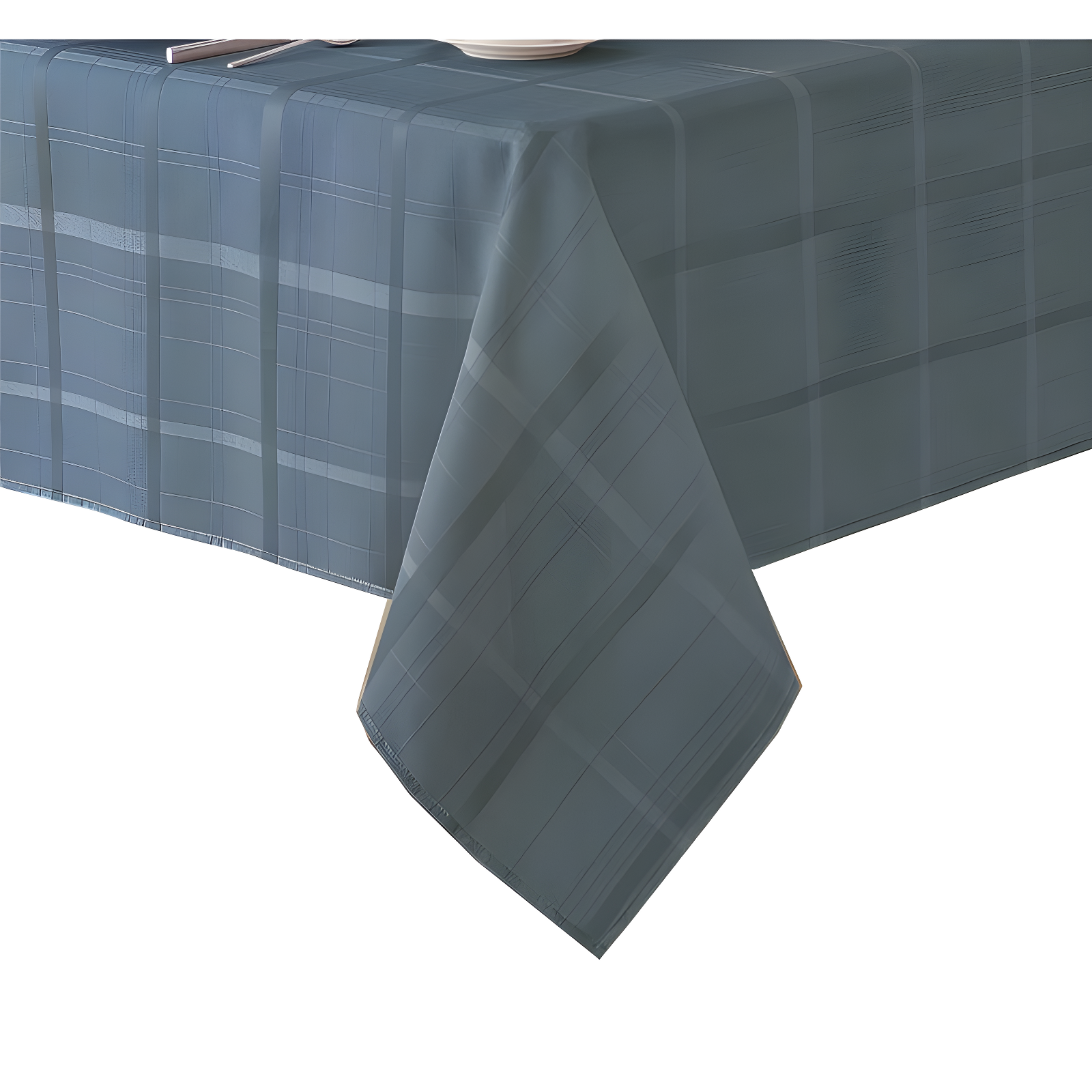 Elegance Plaid Stain & Water Resistant Tablecloth - 60" x 84" Rectangle - Blue Shadow - Elrene Home Fashions