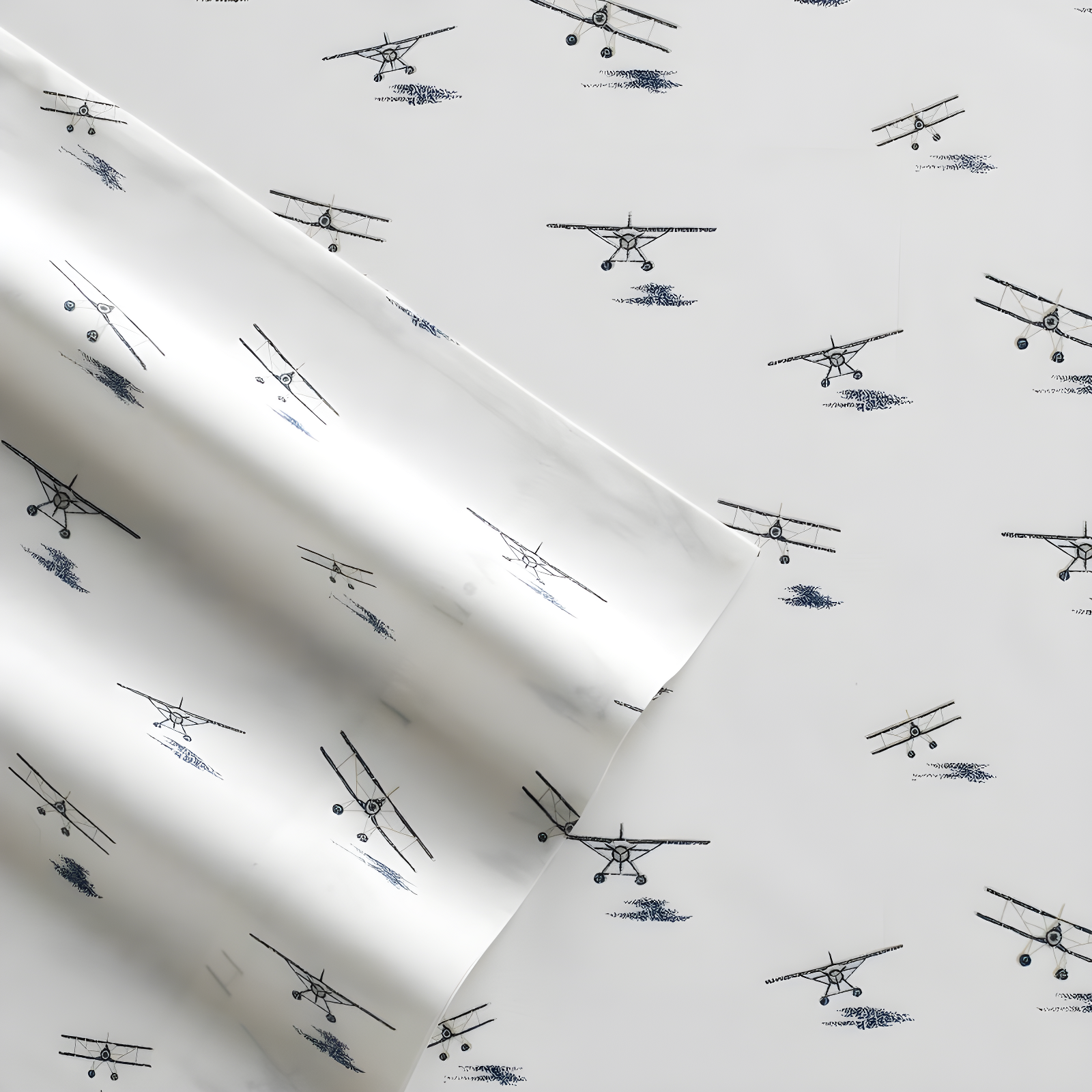 Full Printed Pattern Percale Cotton Sheet Set Sea Planes - Eddie Bauer