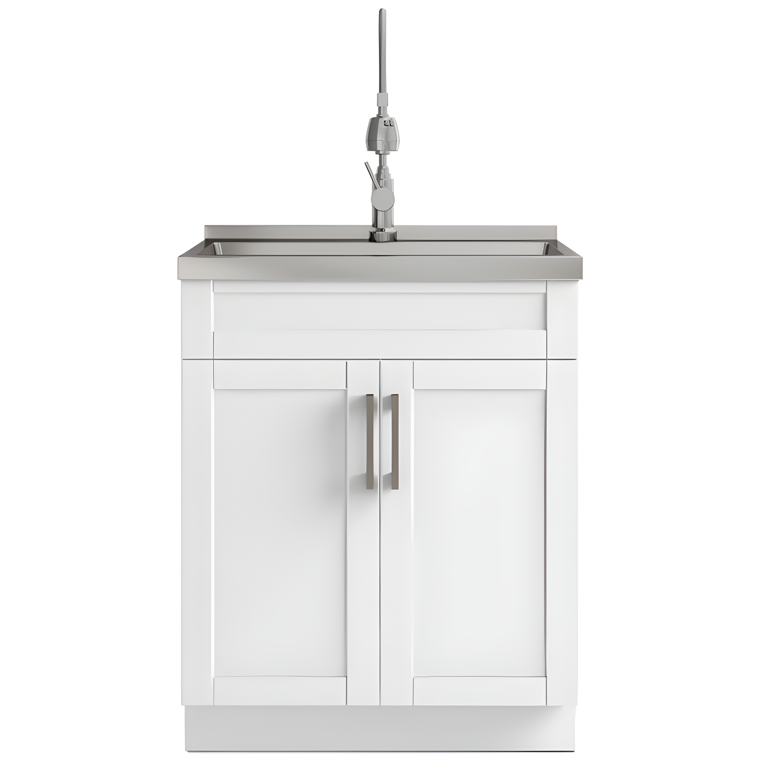 Simpli Home AXCLDYHEN28-SS Hennessy  All-in-One 28-inch Utility Sink & Cabinet in Pure White