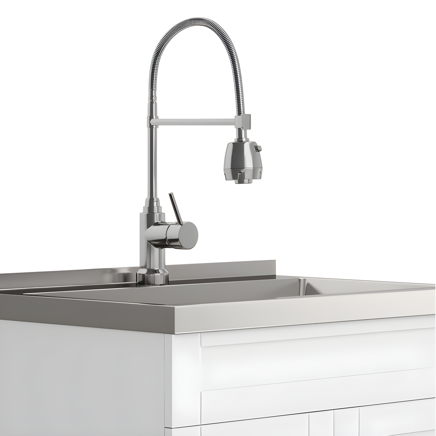 Simpli Home AXCLDYHEN28-SS Hennessy  All-in-One 28-inch Utility Sink & Cabinet in Pure White