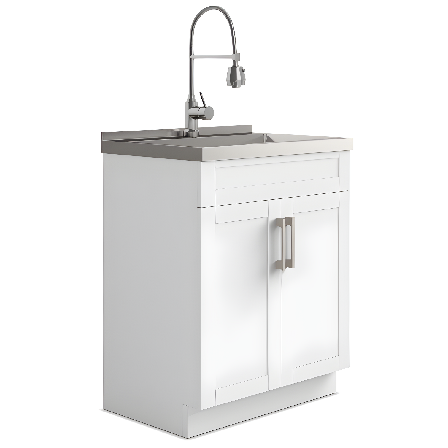 Simpli Home AXCLDYHEN28-SS Hennessy  All-in-One 28-inch Utility Sink & Cabinet in Pure White
