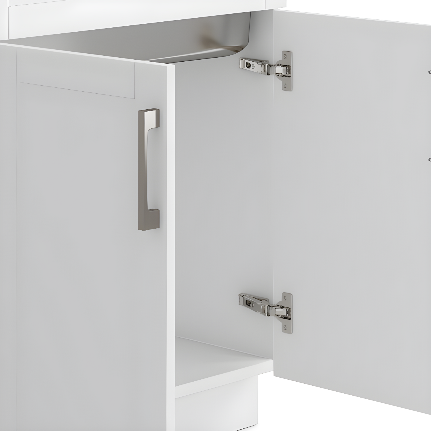 Simpli Home AXCLDYHEN28-SS Hennessy  All-in-One 28-inch Utility Sink & Cabinet in Pure White