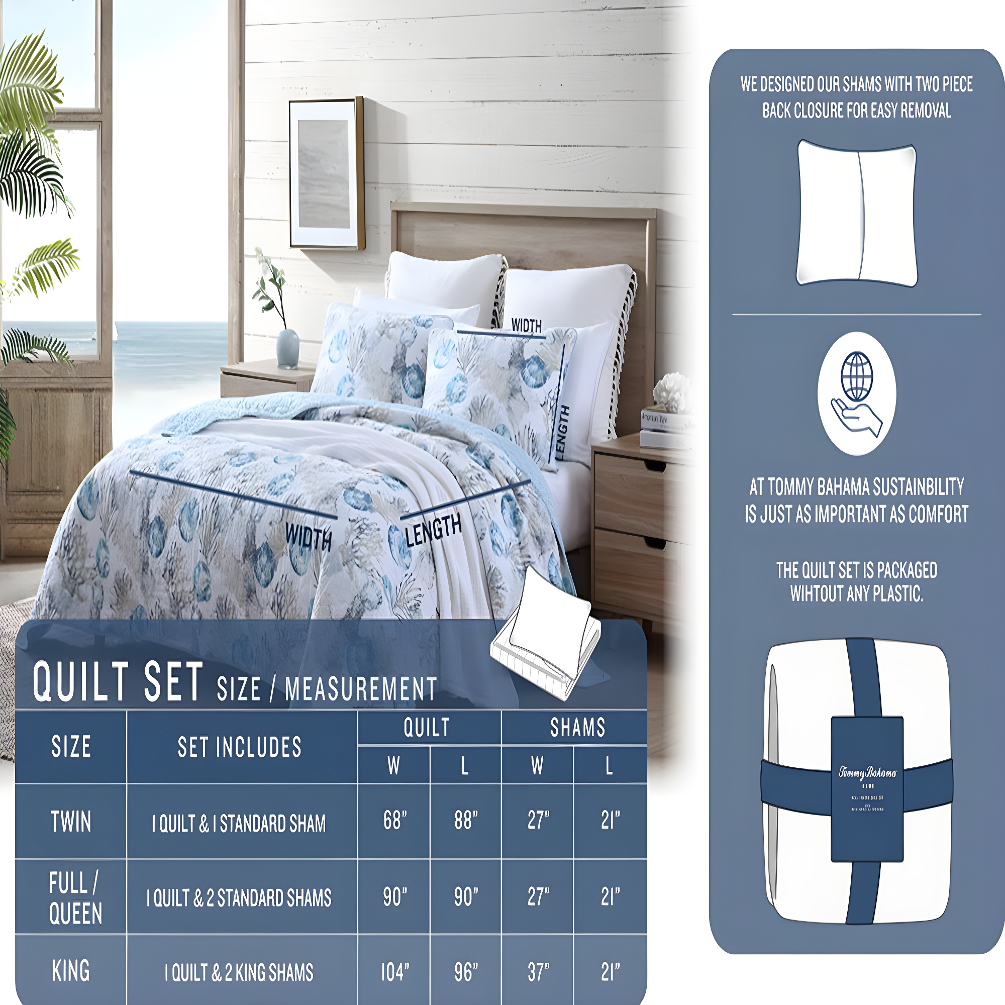 Tommy Bahama Home Tommy Bahama Palmday Cotton Reversible Quilt Set