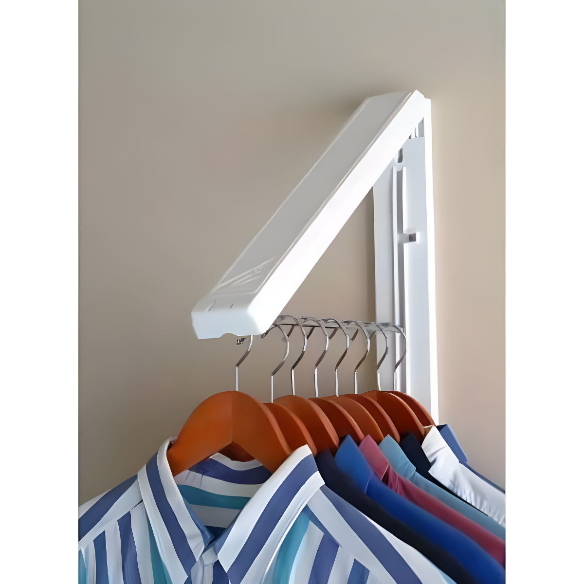 Arrow Hanger Wall Mount Clothing Hanging System, White