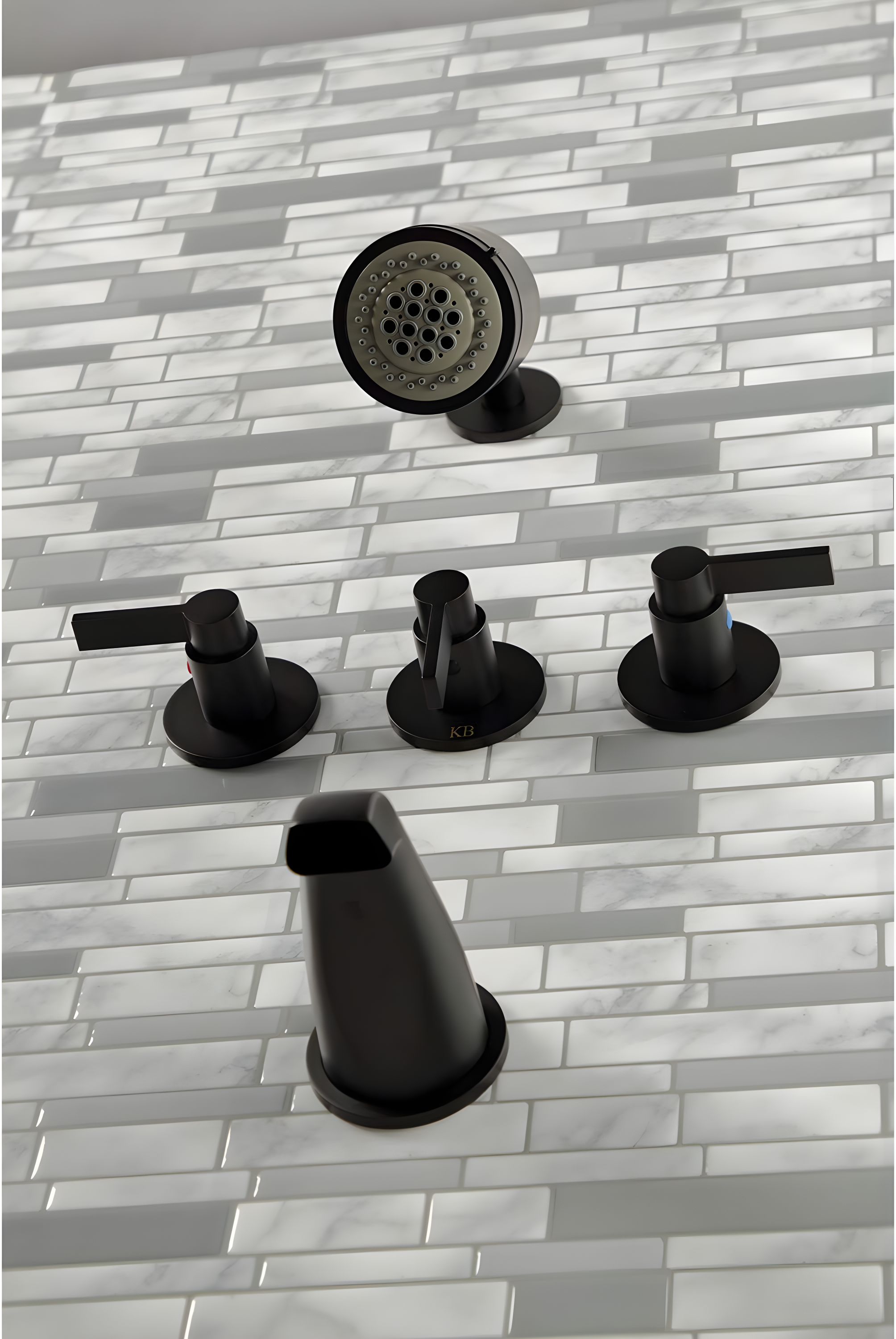 Kingston Brass NuvoFusion Triple-Handle Tub and Shower Faucet