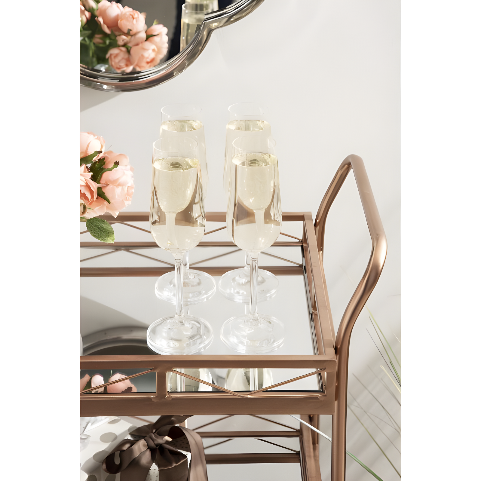 Kate and Laurel Ketia Rectangle Metal Bar Cart, 23x13x35, Rose Gold