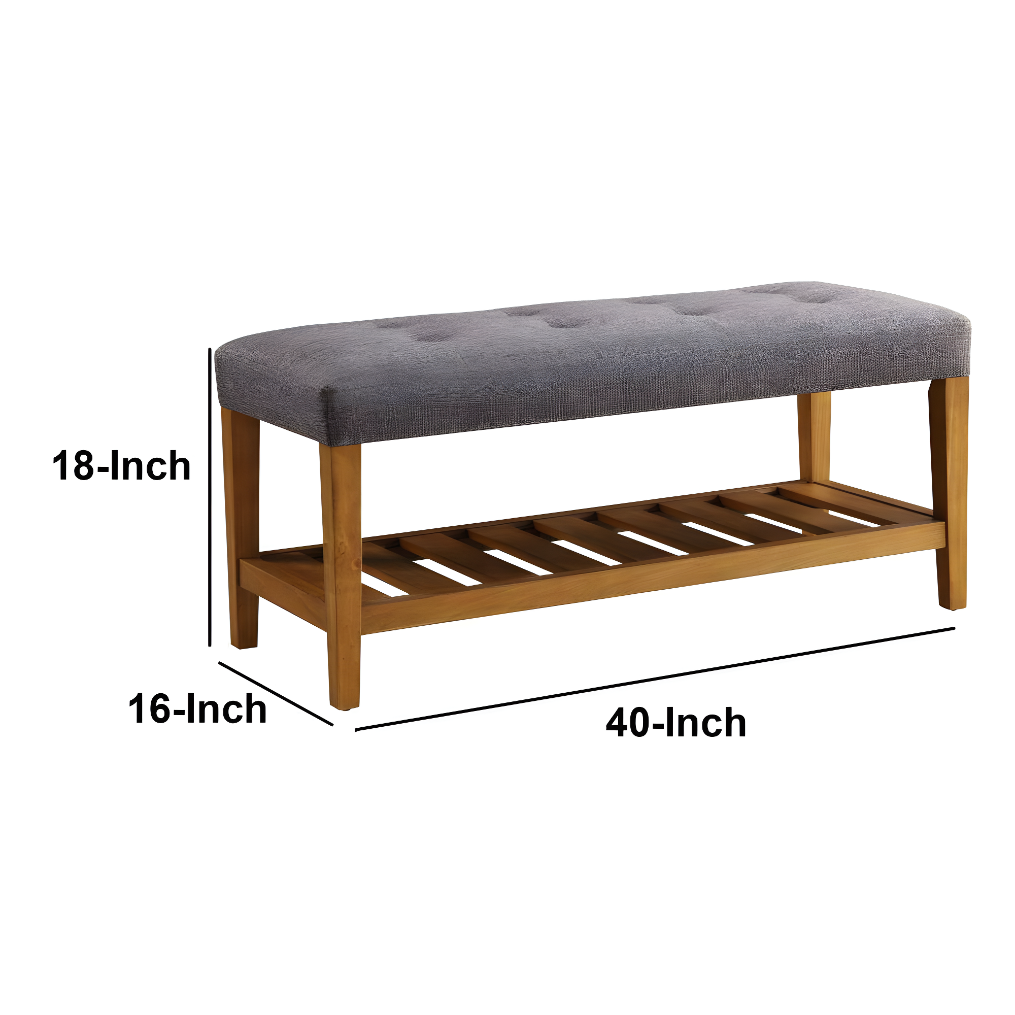Benzara Wooden Bench, Gray & Oak