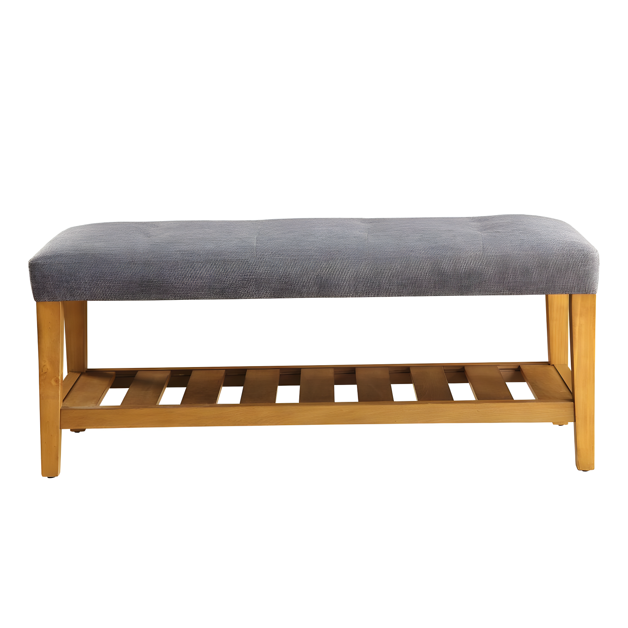 Benzara Wooden Bench, Gray & Oak