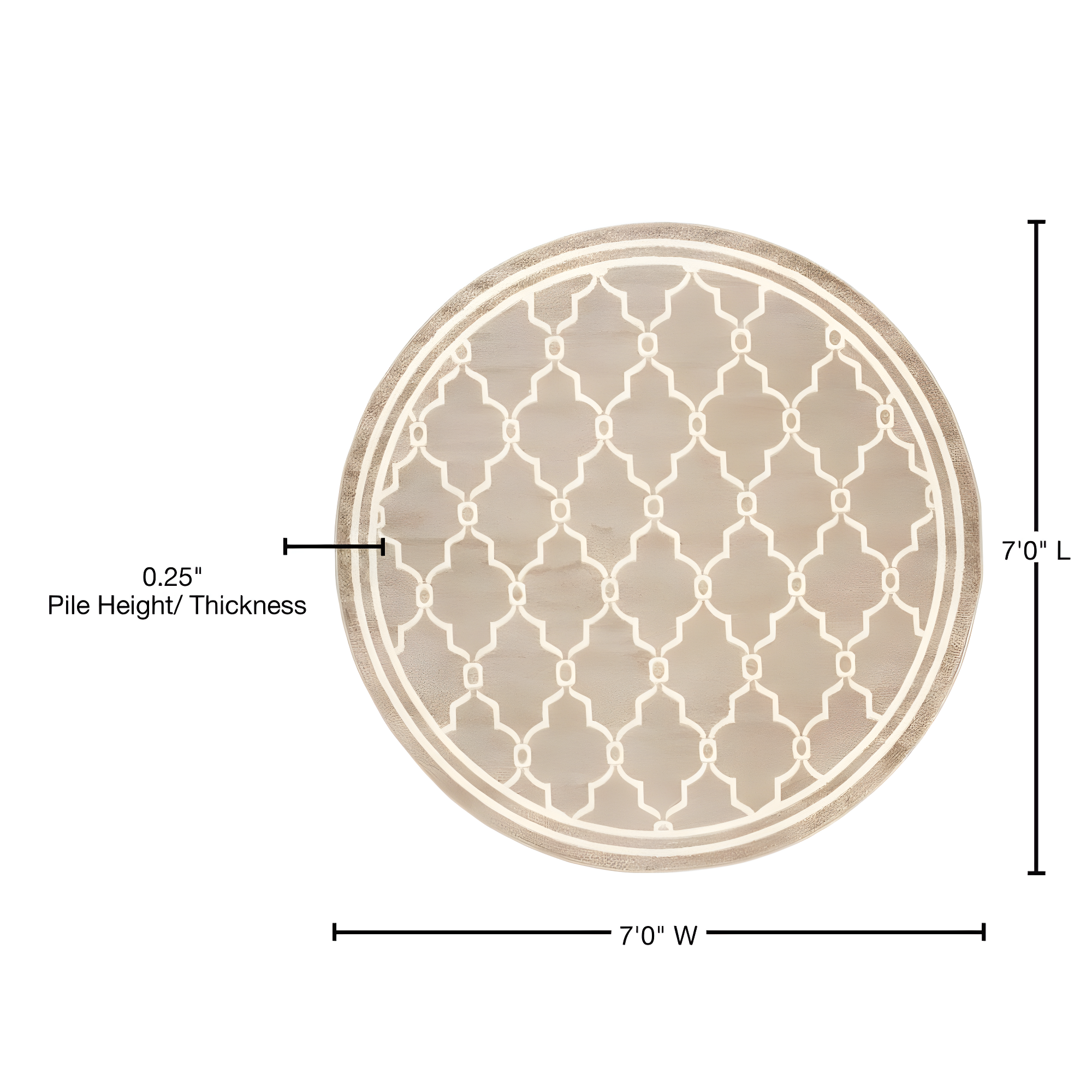 Amherst AMT414 Power Loomed Indoor Area Rug - Wheat/Beige - 7' Round - Safavieh