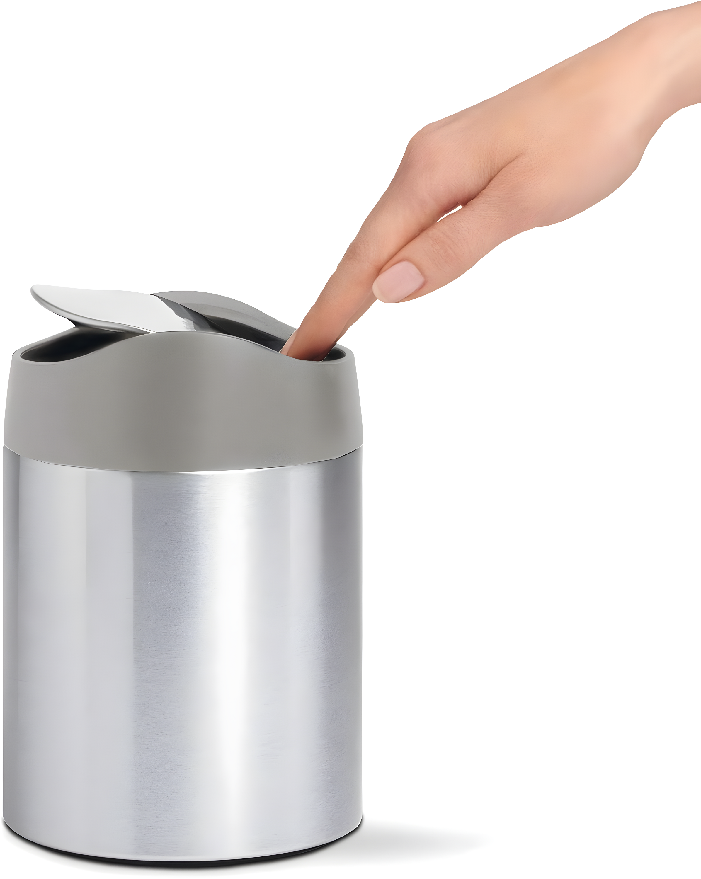 simplehuman 1.5L Mini Swing Top Trash Can Stainless Steel Garbage Can for Bathroom Vanity