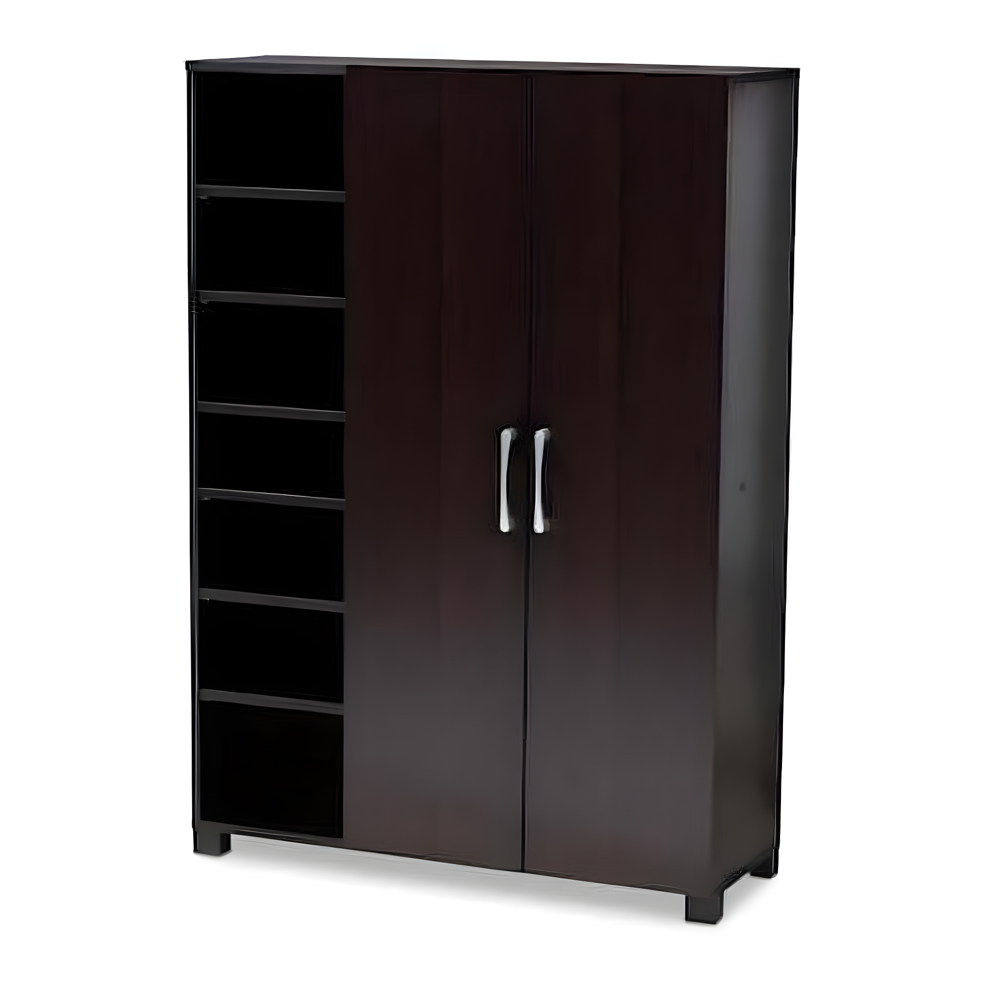 Marine Finished 2 Door Wood Entryway Shoe Storage Cabinet with Open Shelves Brown - Baxton Studio: Organizer for Closet, Wenge Finish