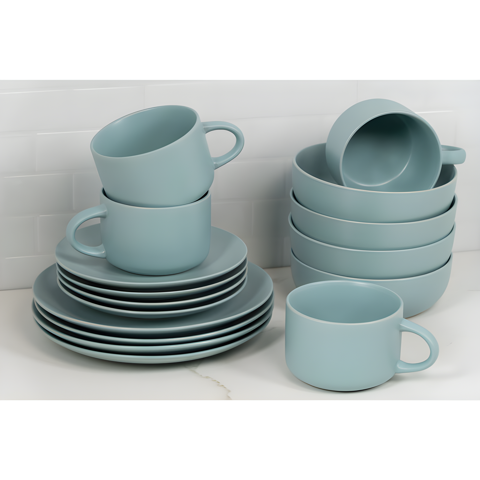 Wazee Matte 16 Piece Dinnerware Set, Service for 4