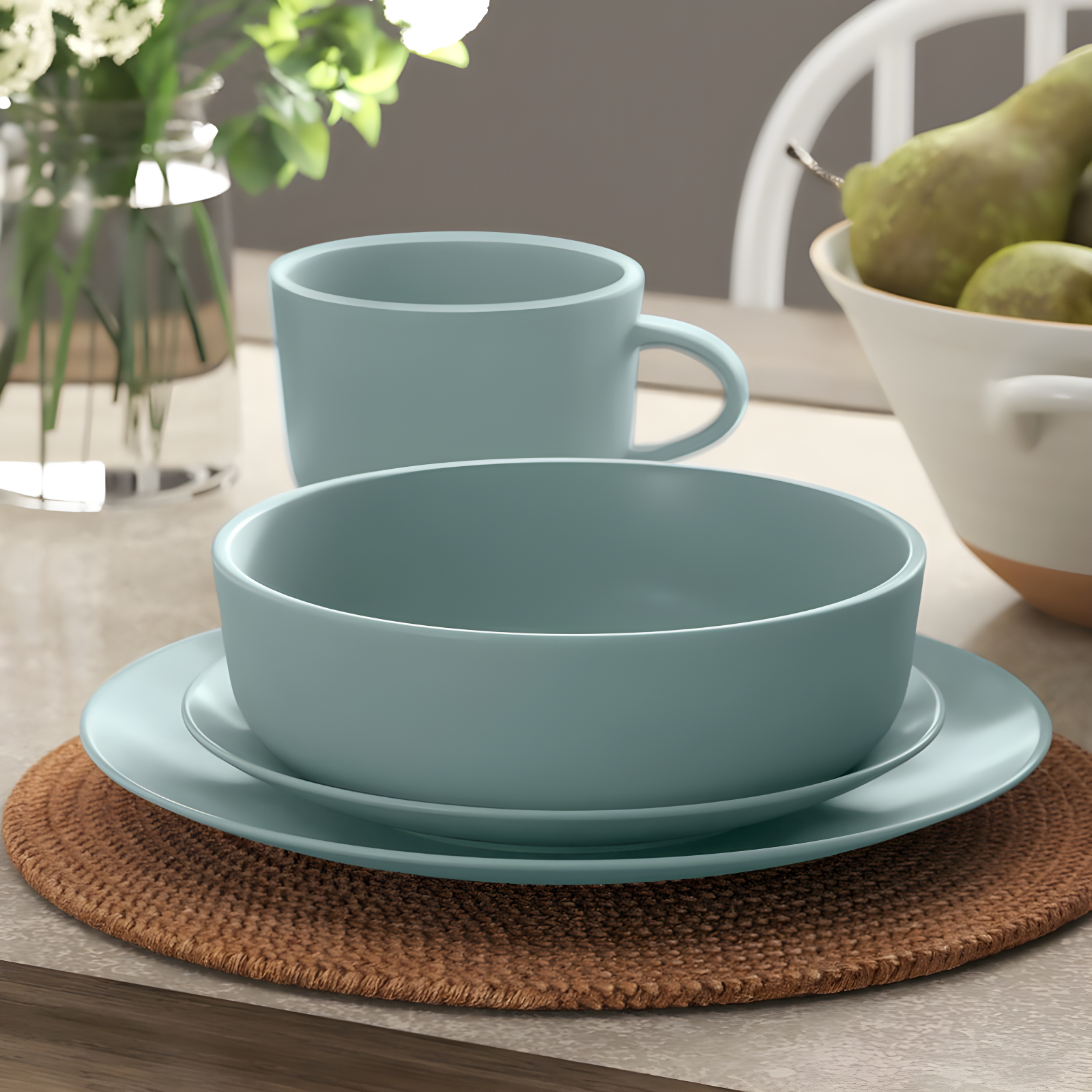 Wazee Matte 16 Piece Dinnerware Set, Service for 4
