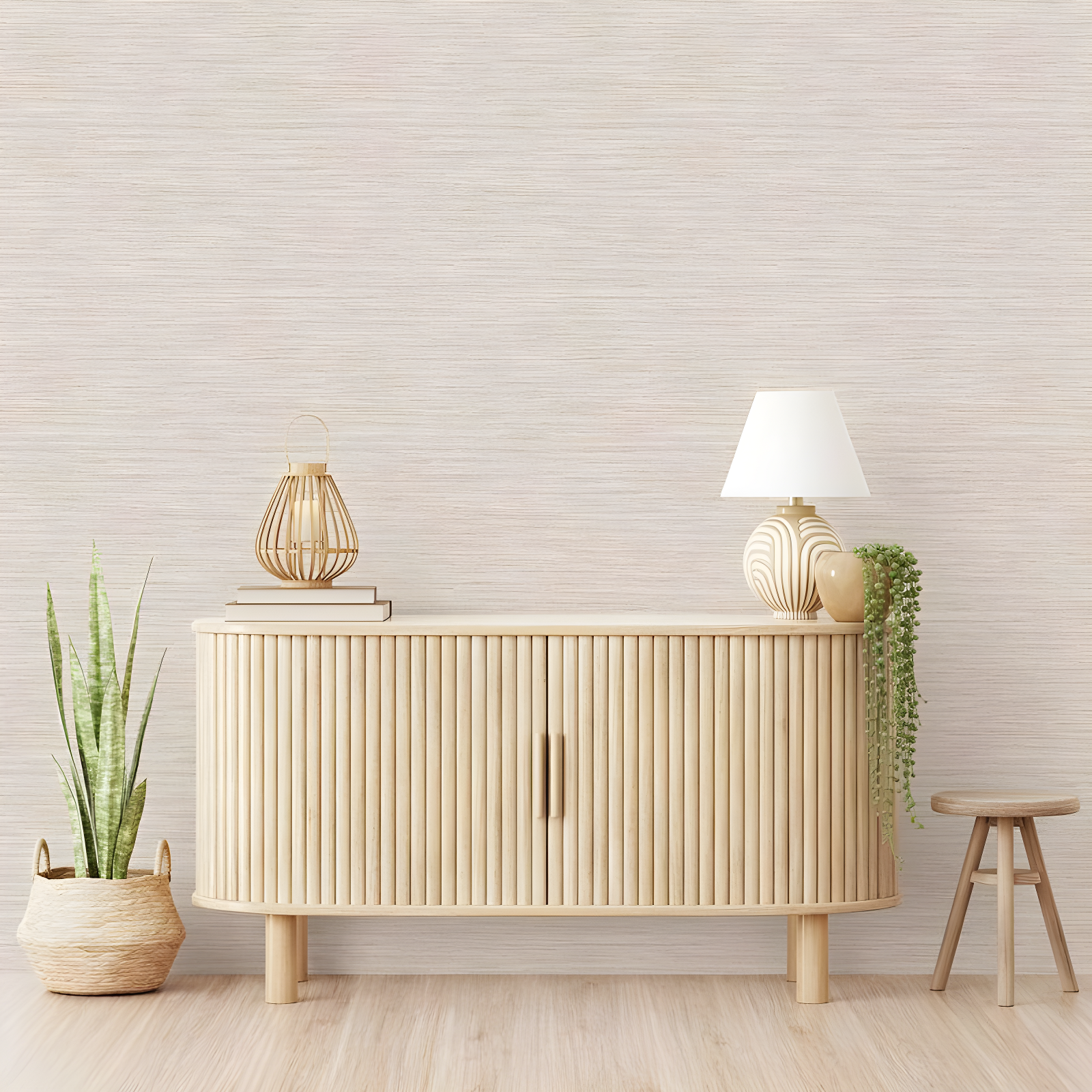 Tempaper & Co.® Faux Horizontal Grasscloth Removable Peel and Stick Wallpaper, Textured Ecru, 28 sq. ft.: Vinyl, Prepasted, Abstract Pattern