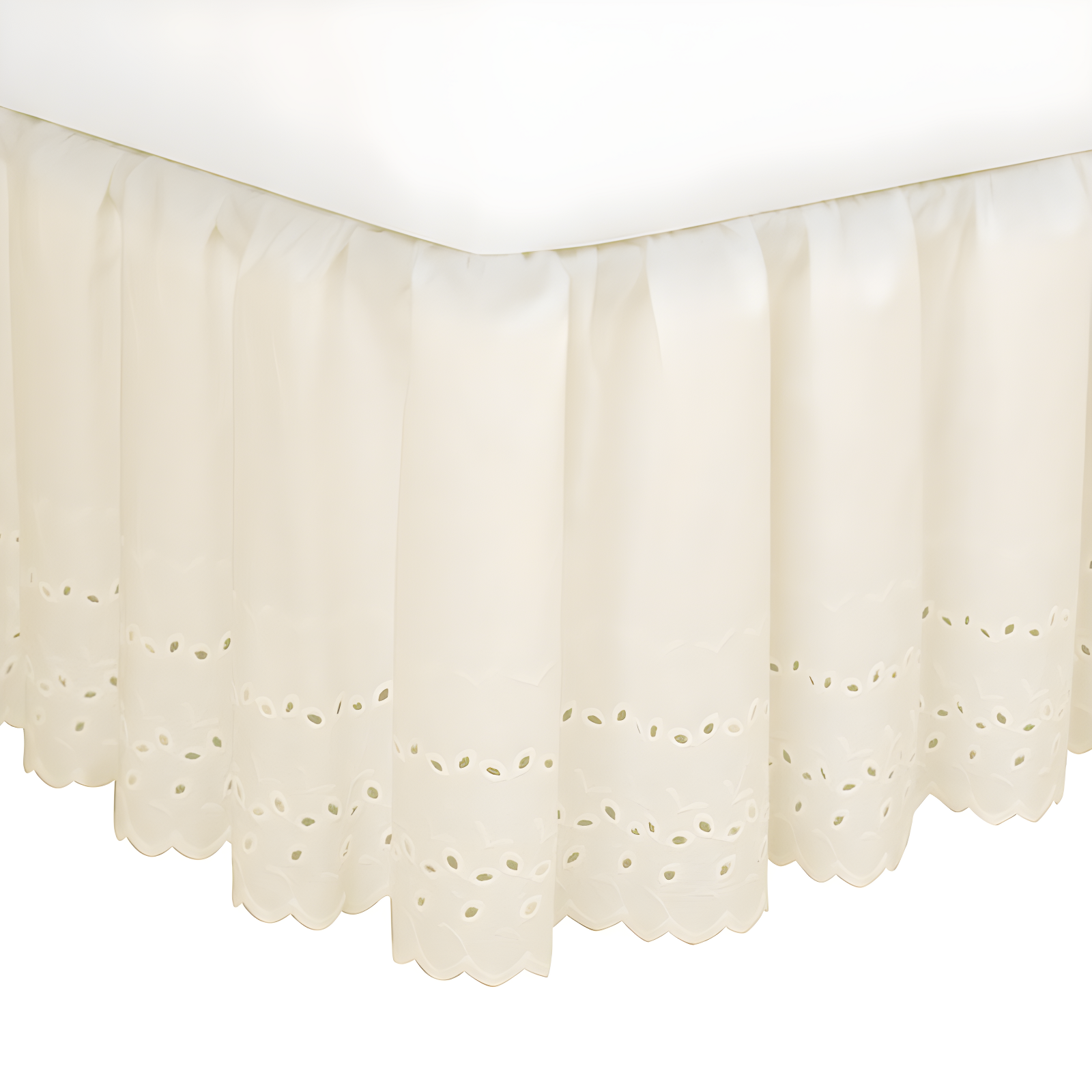 Fresh Ideas Fresh Ideas Ruffled Eyelet Bed Skirt, 14" Drop Length