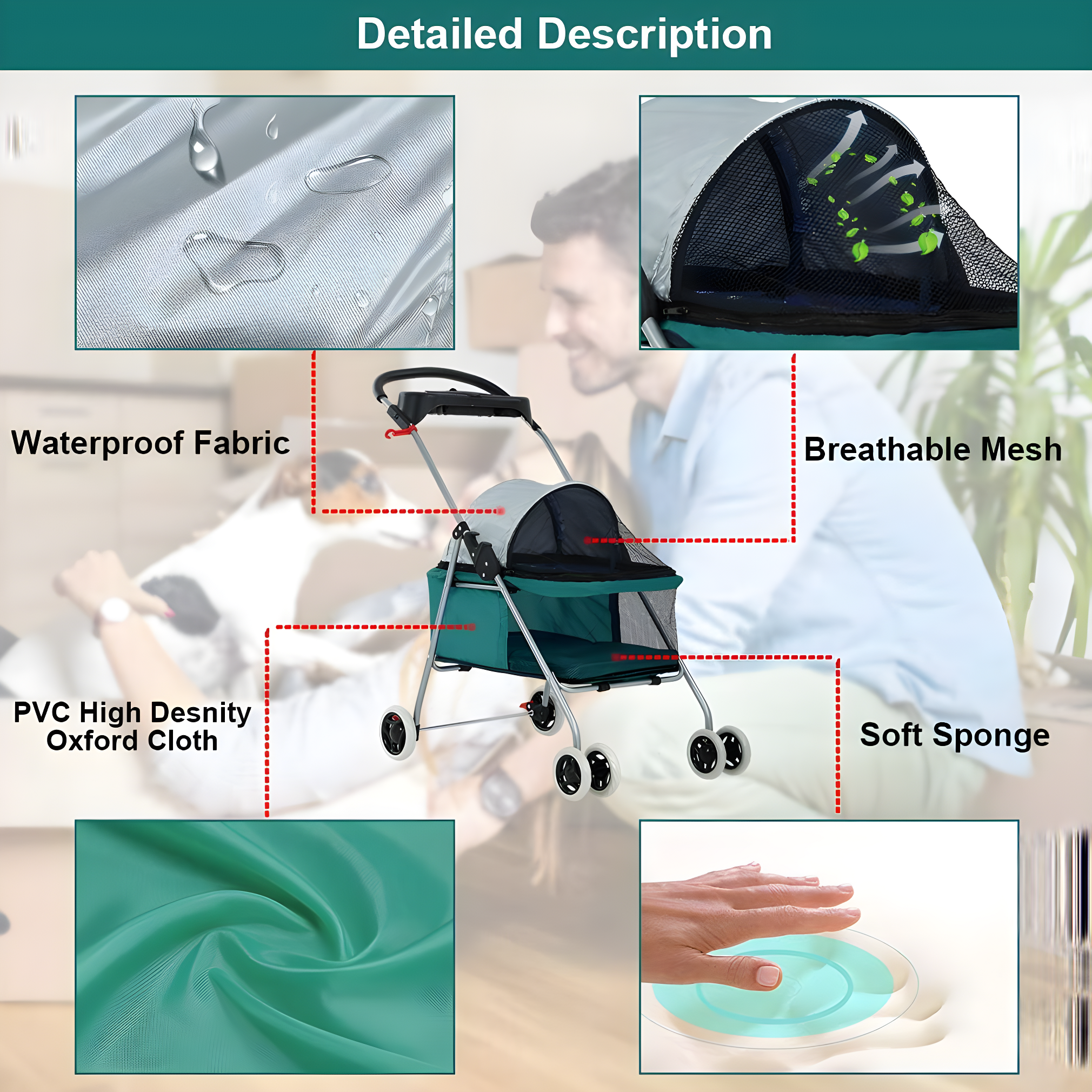 BestPet Foldable Pet Jogger Stroller