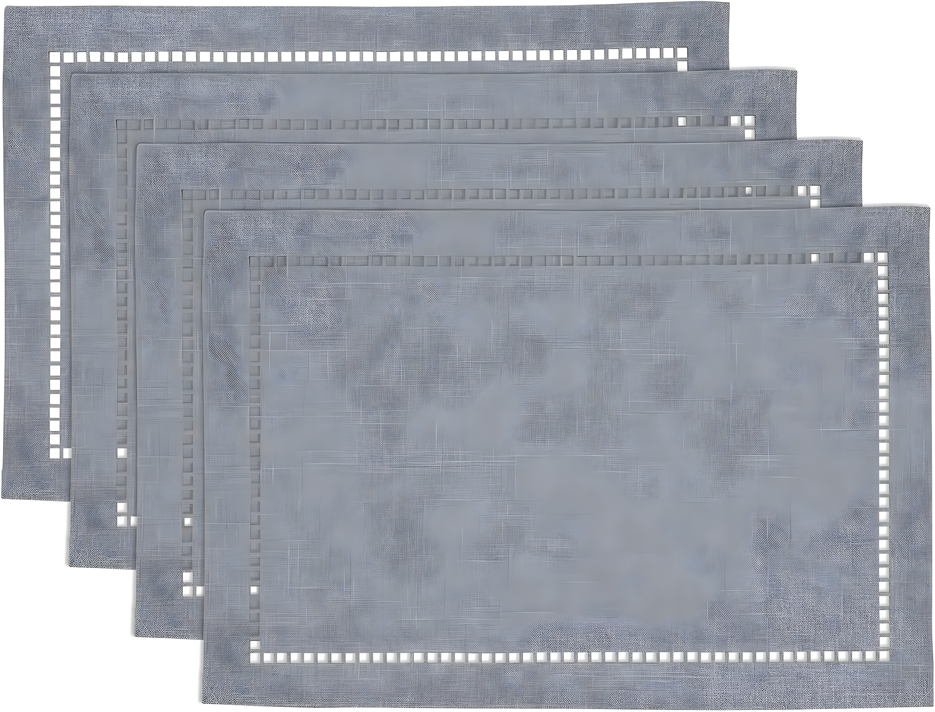 Saro Lifestyle Placemats With Laser-Cut Hemstitch Design, Gray, (Set of 4 pcs)