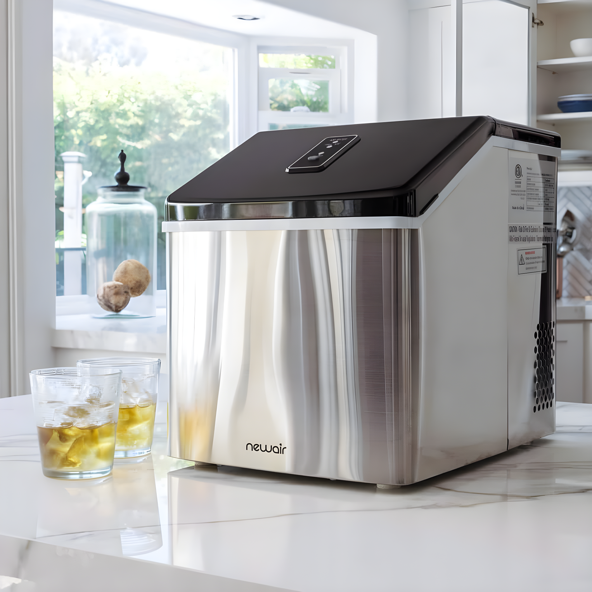 Newair Countertop Clear Ice Maker, 40 lbs. of Ice a Day with Easy to Clean BPA-Free Parts, Perfect for Cocktails, Scotch, Soda and More