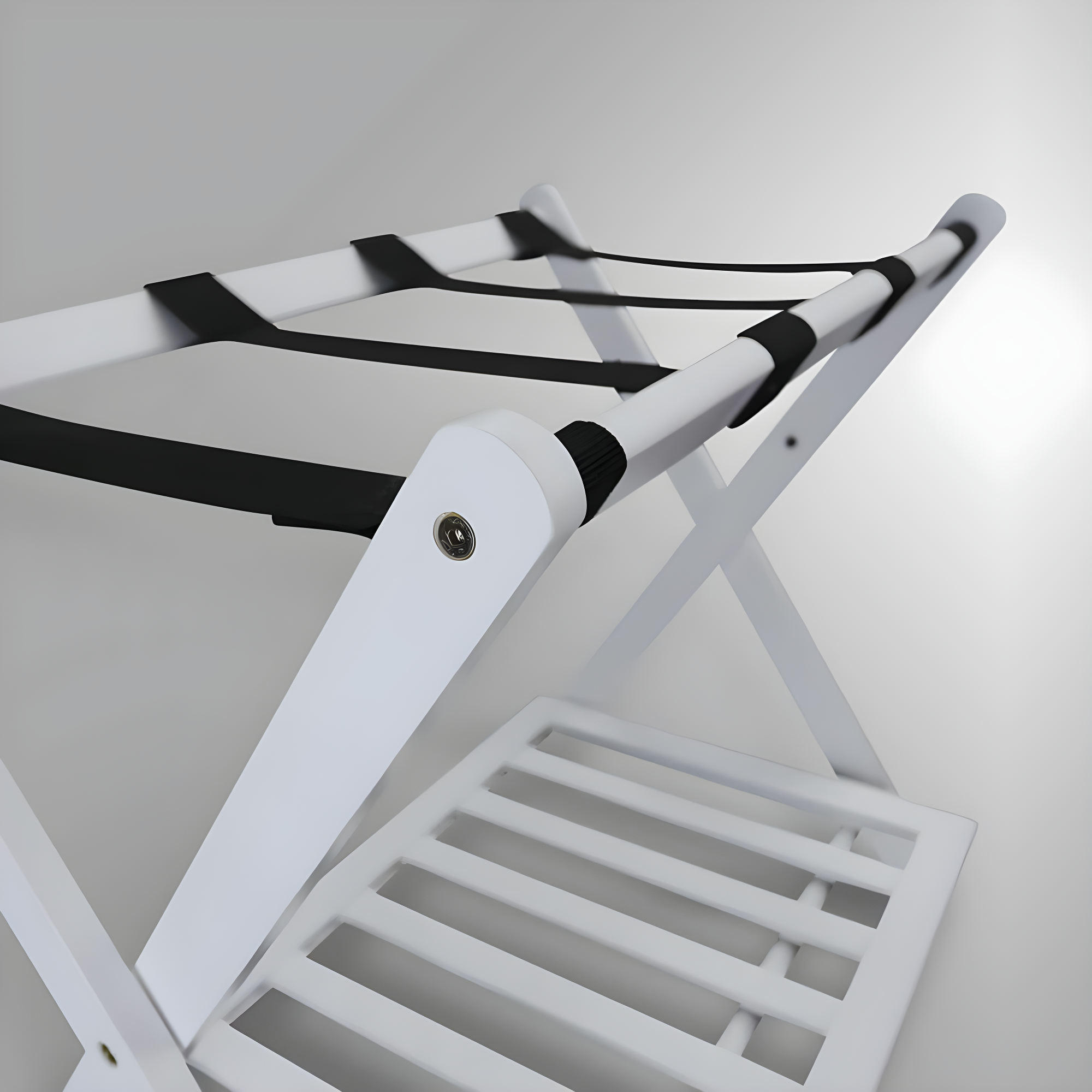 Luggage Rack with Shelf White : Hotel-Style, Folding, No Assembly Required
