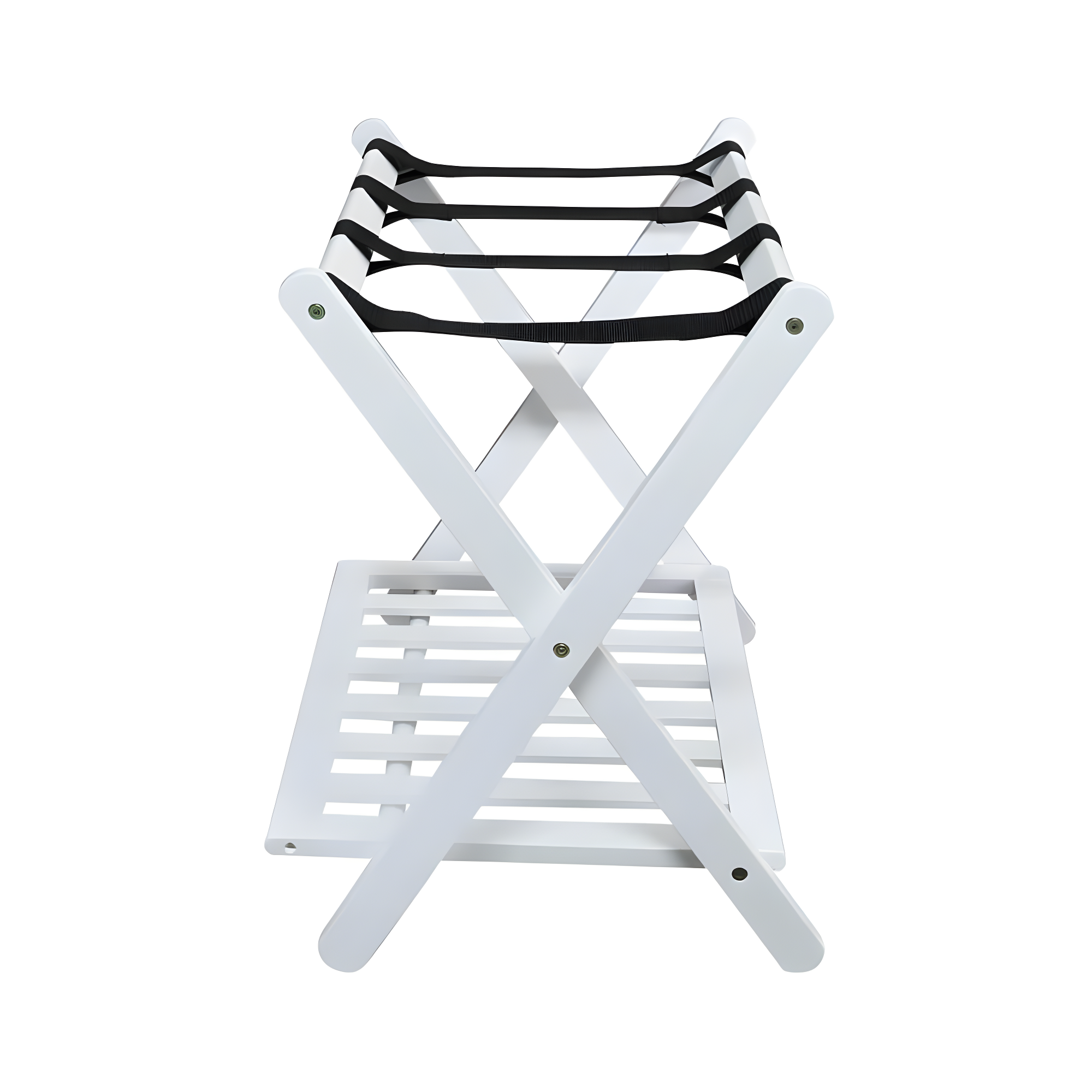 Luggage Rack with Shelf White : Hotel-Style, Folding, No Assembly Required