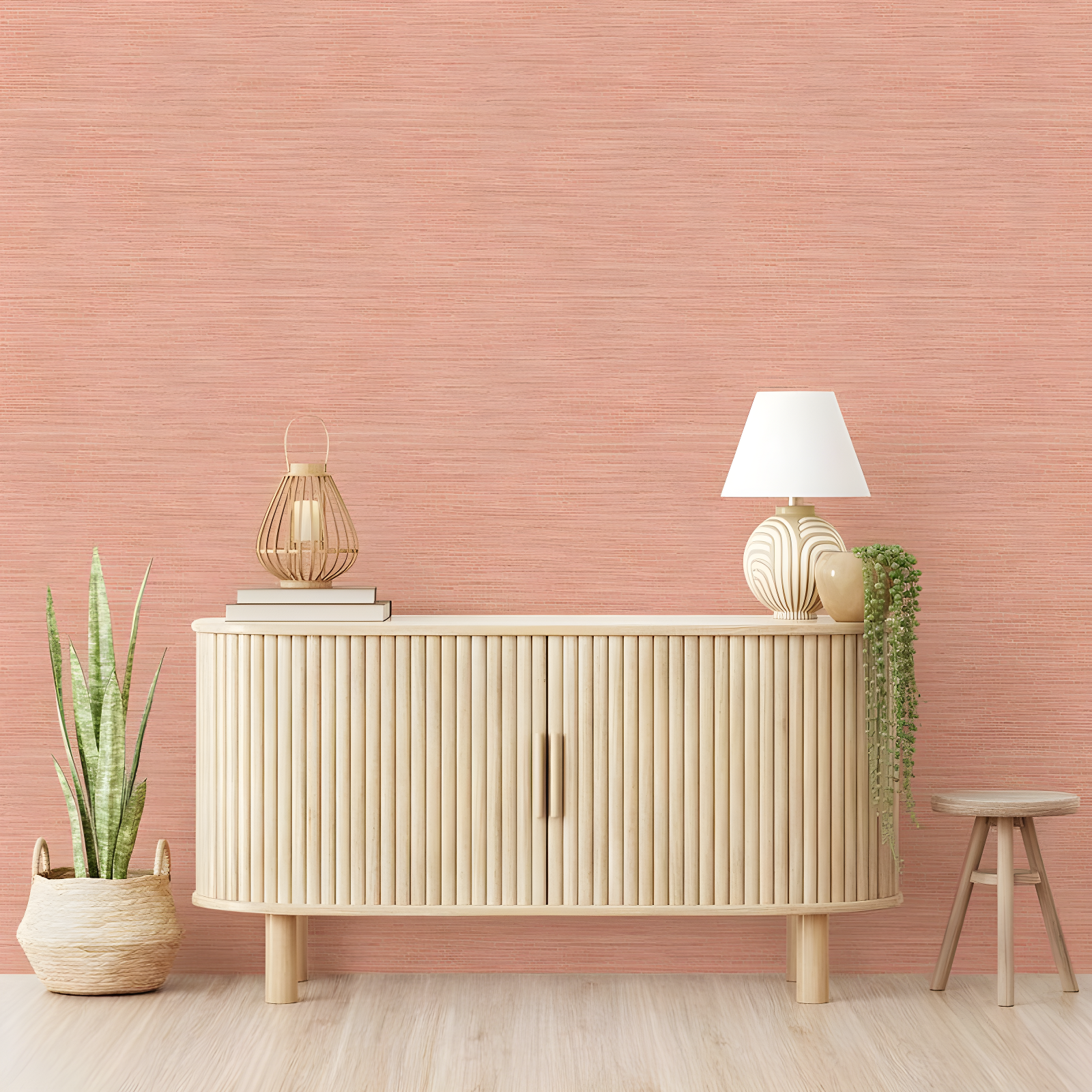 Tempaper & Co.® Fauz Horizontal Grasscloth Removable Peel and Stick Wallpaper, Textured Salmon, 28 sq. ft.: Vinyl, Prepasted