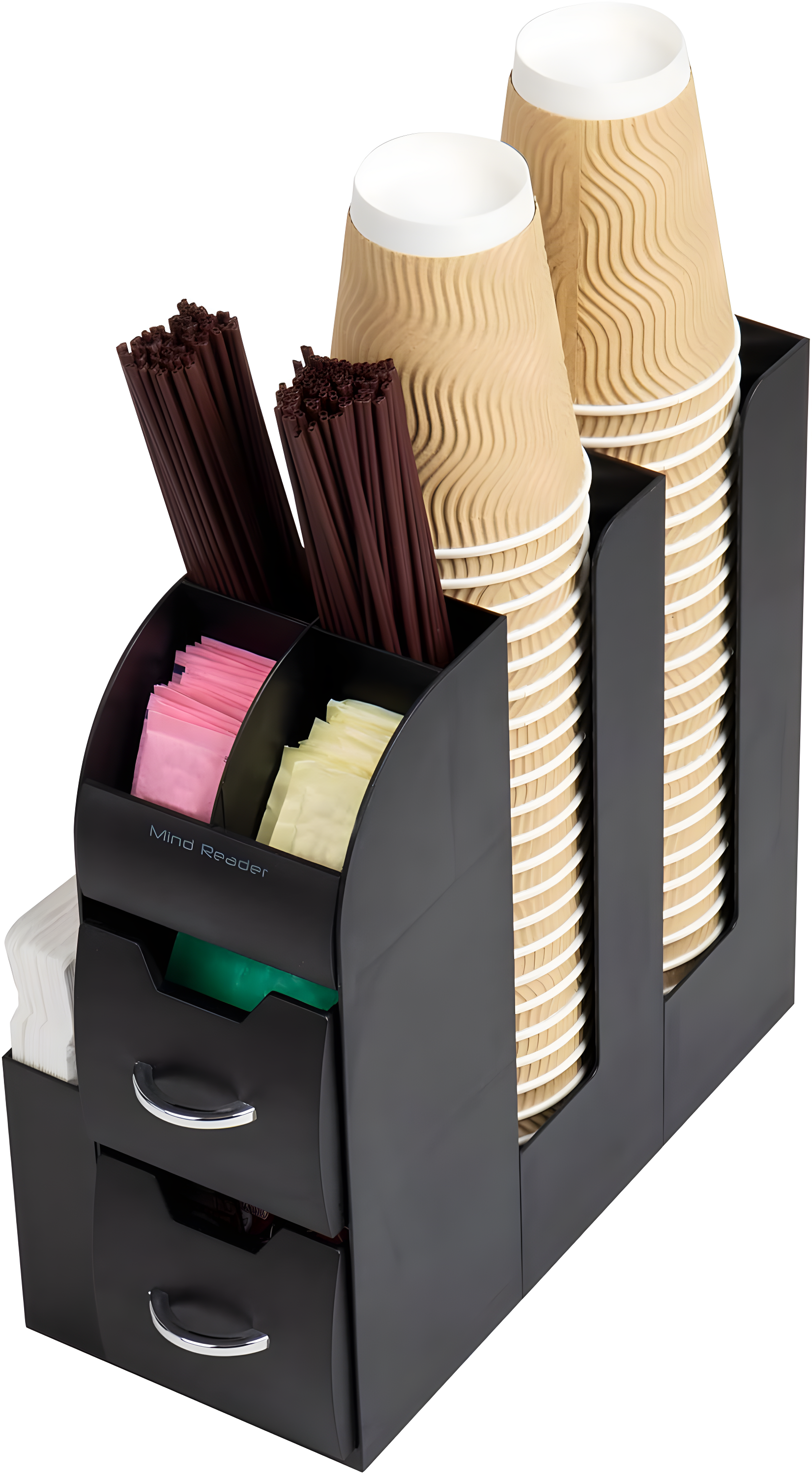 Mind Reader Cup and Condiment Station, Countertop Organizer, Coffee Bar, Kitchen, 5.35"L x 11.25"W x 11.15"H, 2-Pack