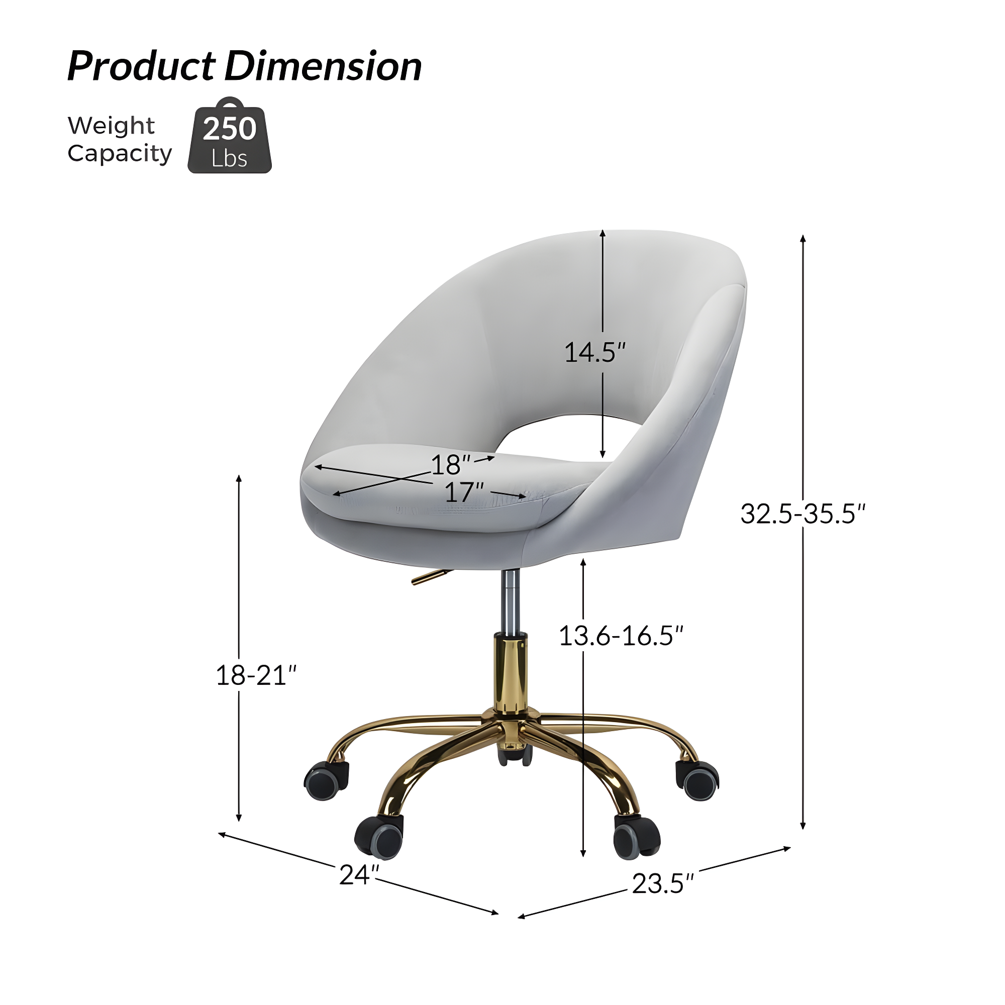 Louise Velvet Modern Task Chair with Ergonomic Design