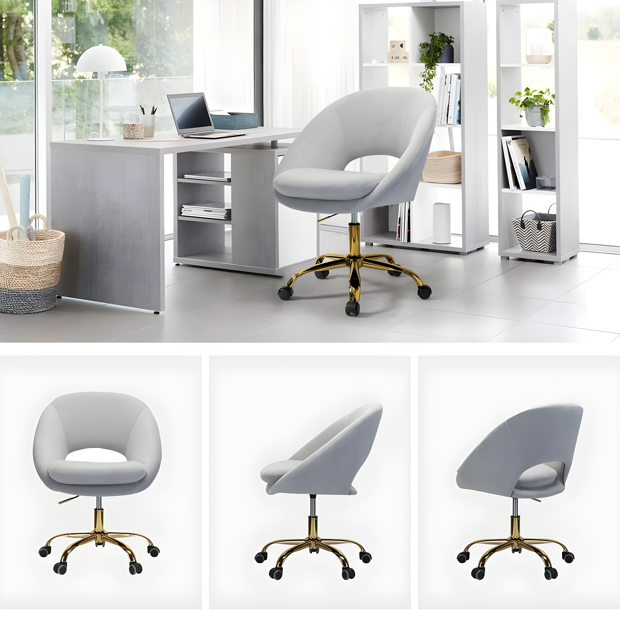 Louise Velvet Modern Task Chair with Ergonomic Design