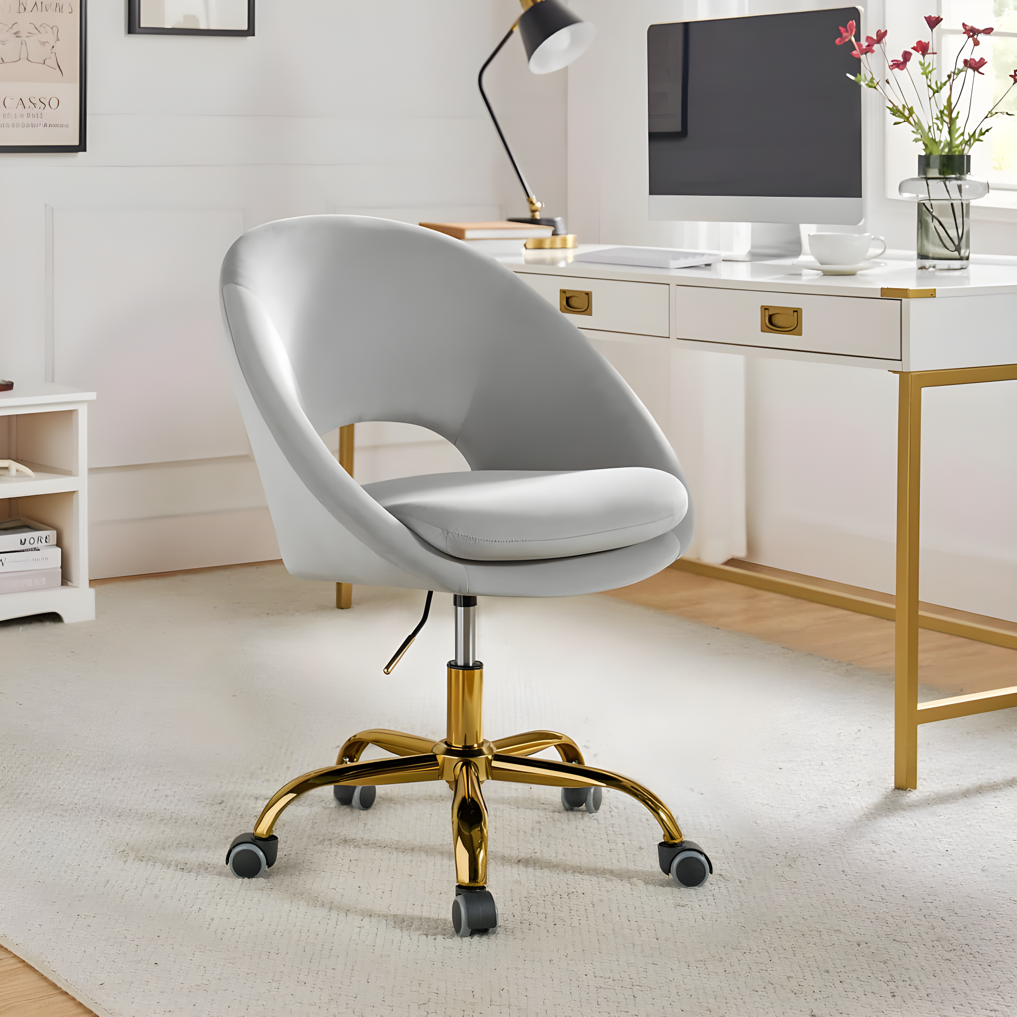 Louise Velvet Modern Task Chair with Ergonomic Design