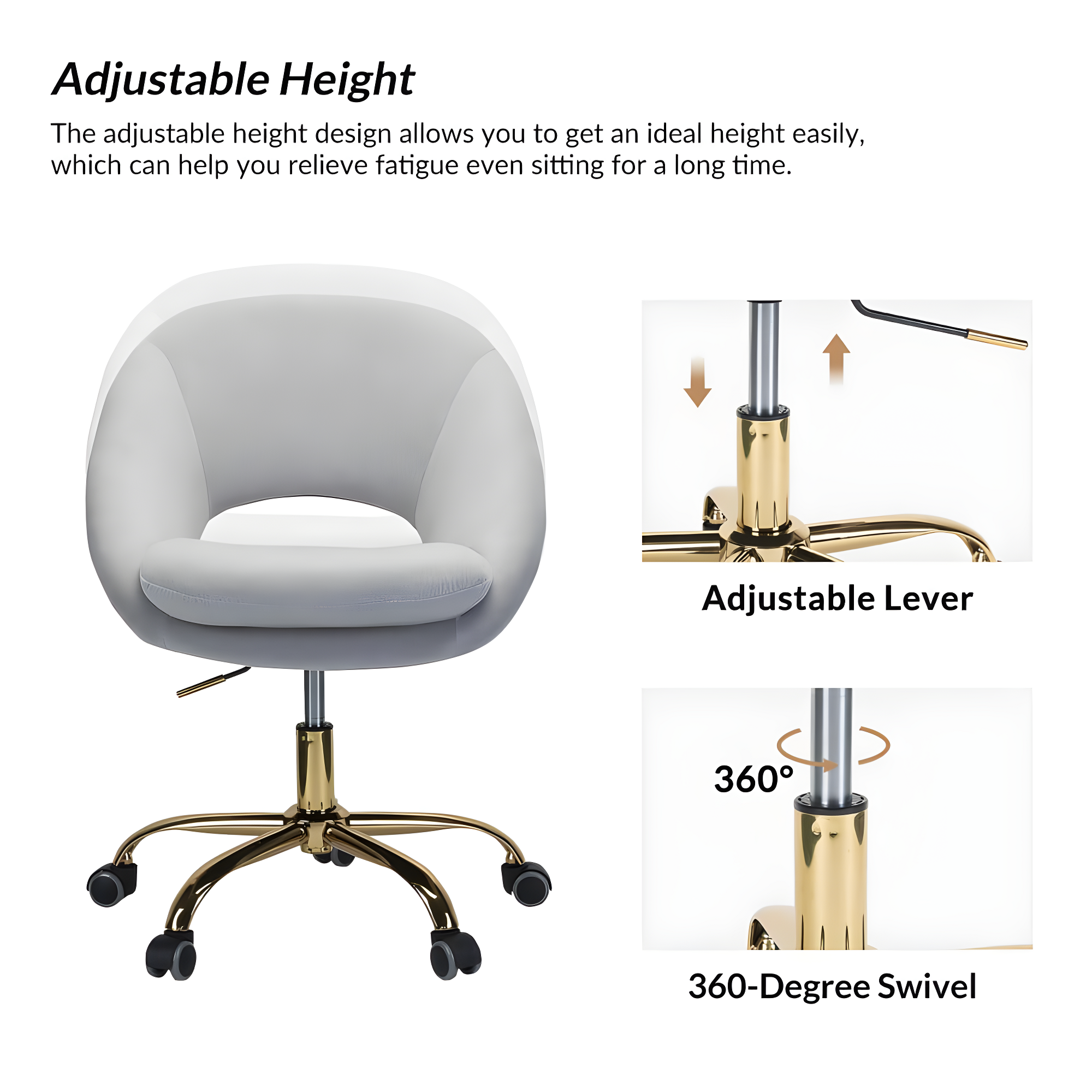 Louise Velvet Modern Task Chair with Ergonomic Design