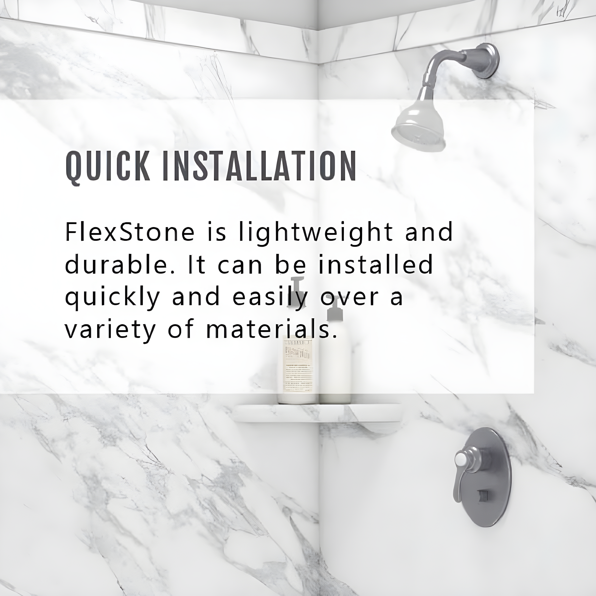 FlexStone Elegance 3-Panel 48"W x 36"D x 80"H Alcove Shower Surround