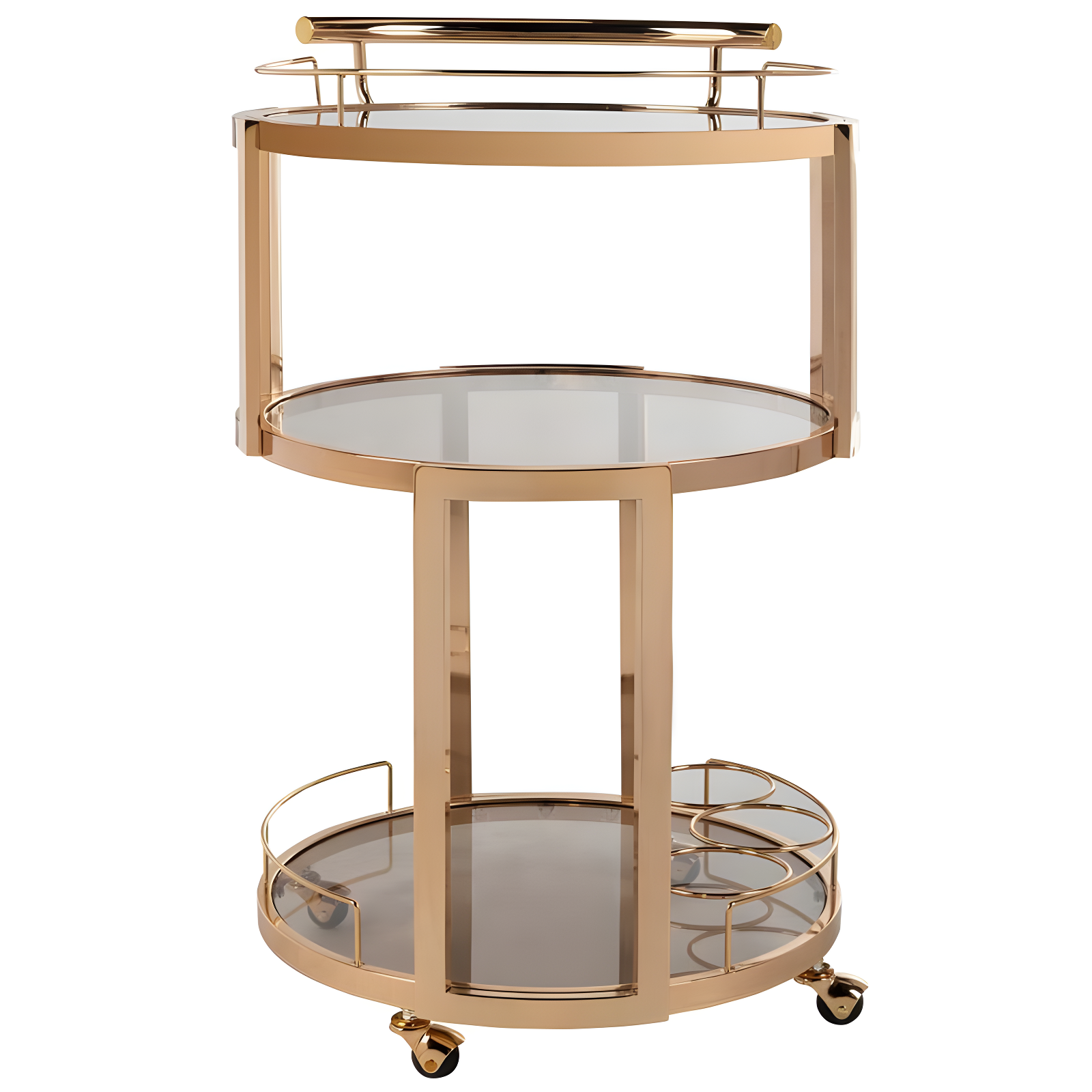 Rio 3 Tier Round Bar Cart - BCT8002A - Gold/Tea - Safavieh