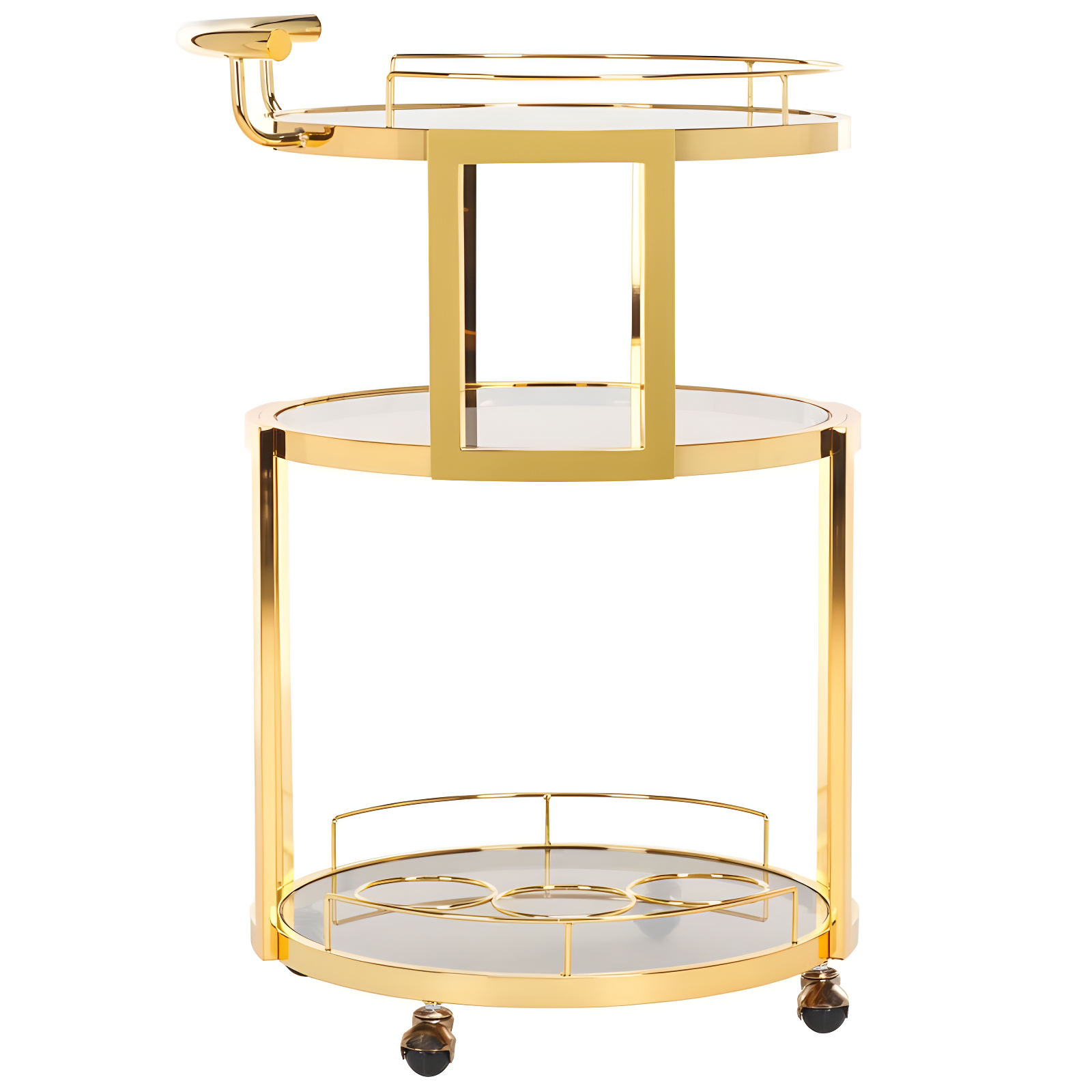 Rio 3 Tier Round Bar Cart - BCT8002A - Gold/Tea - Safavieh