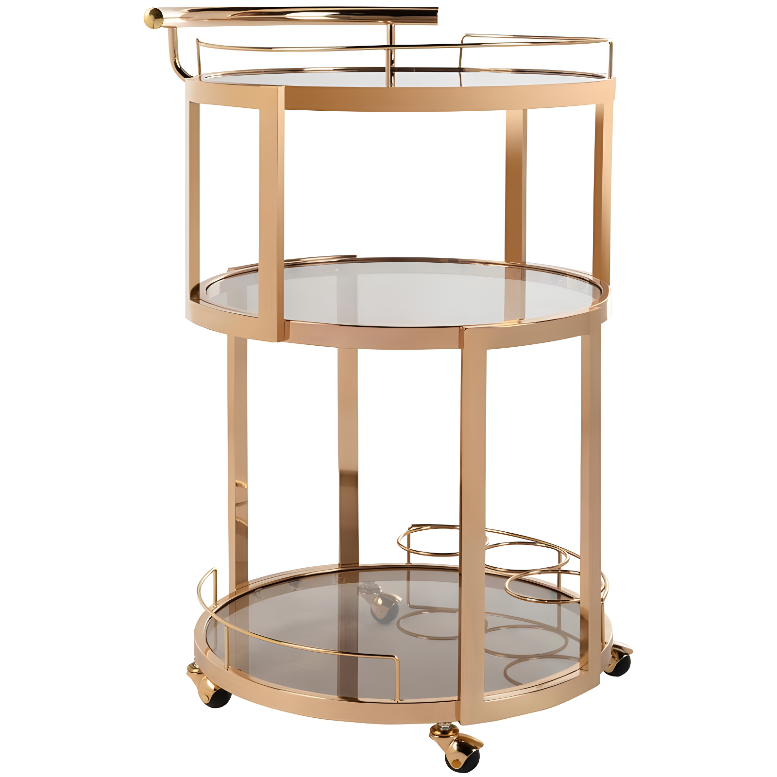 Rio 3 Tier Round Bar Cart - BCT8002A - Gold/Tea - Safavieh