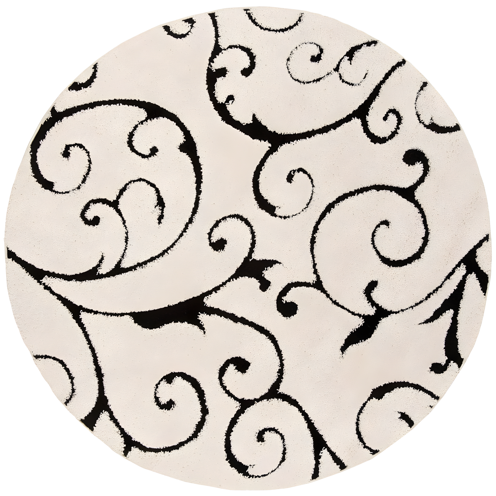 Florida Shag SG455 Power Loomed Indoor Area Rug - Ivory/Black - 6'7" round - Safavieh.