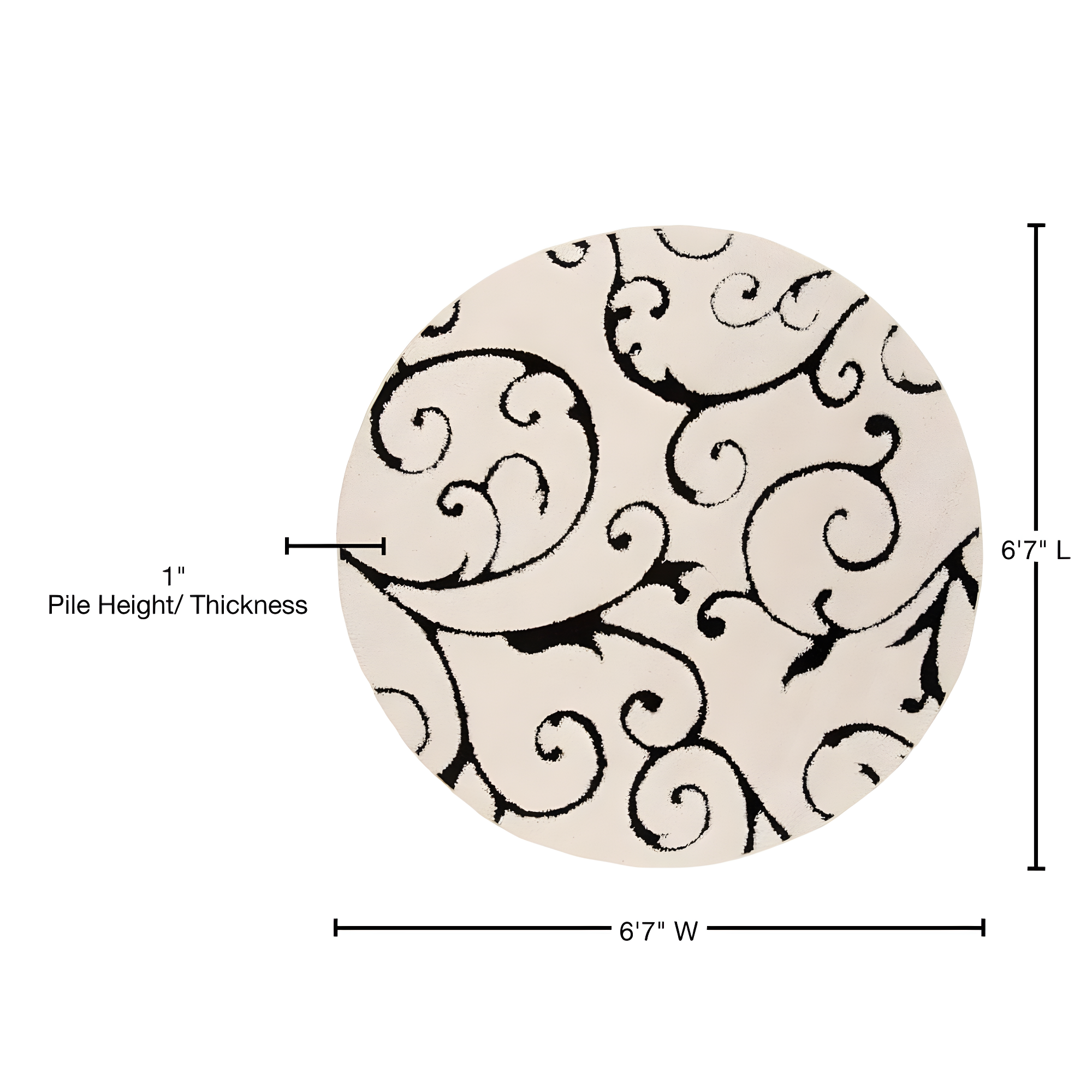 Florida Shag SG455 Power Loomed Indoor Area Rug - Ivory/Black - 6'7" round - Safavieh.