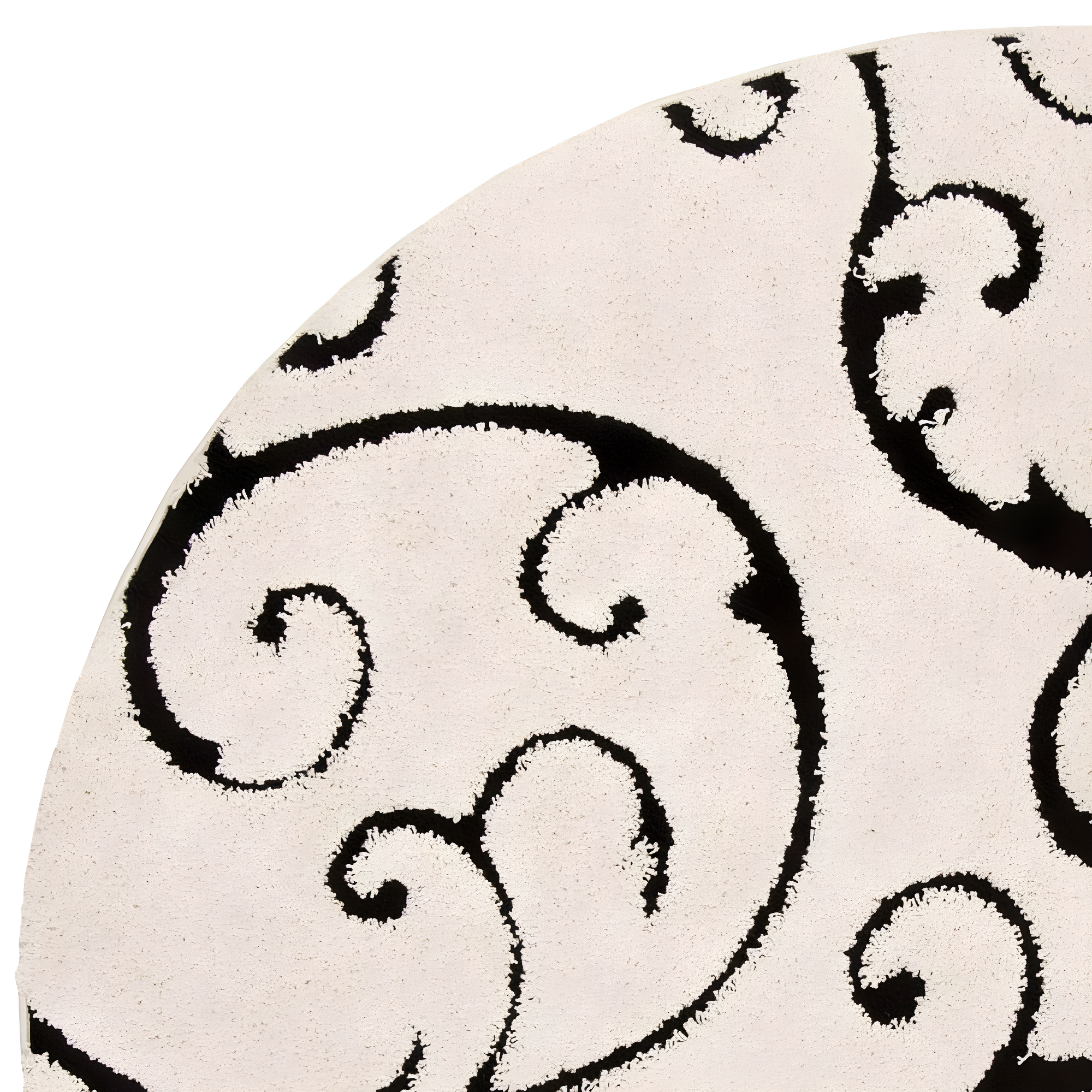 Florida Shag SG455 Power Loomed Indoor Area Rug - Ivory/Black - 6'7" round - Safavieh.