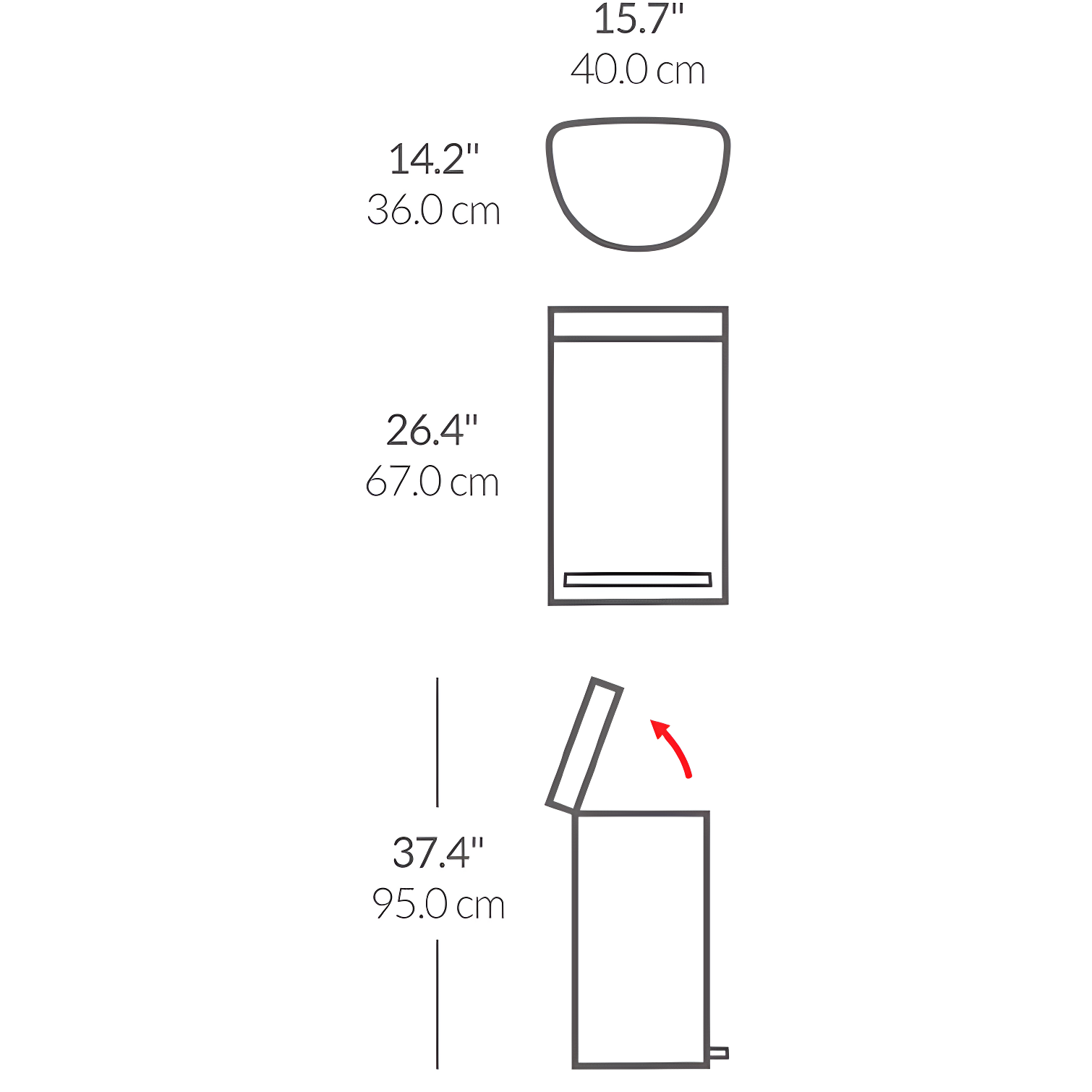 simplehuman Semi-Round Hands-Free Kitchen Step Trash Can with Soft-Close Lid