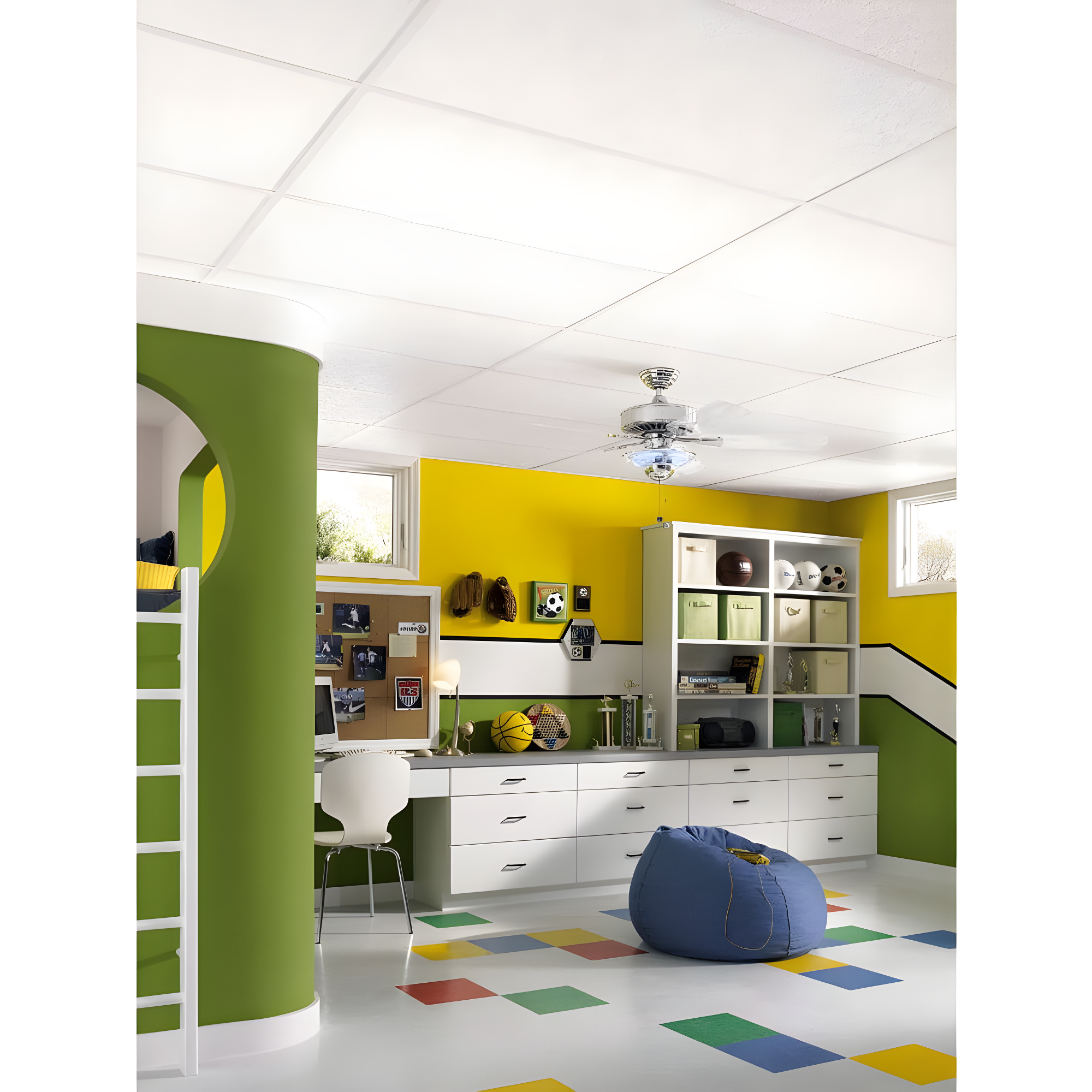 Armstrong 2x4 GRENOBLE Acoustic Ceiling Tiles for Suspended Ceiling Grids, 8-tiles per pack, White