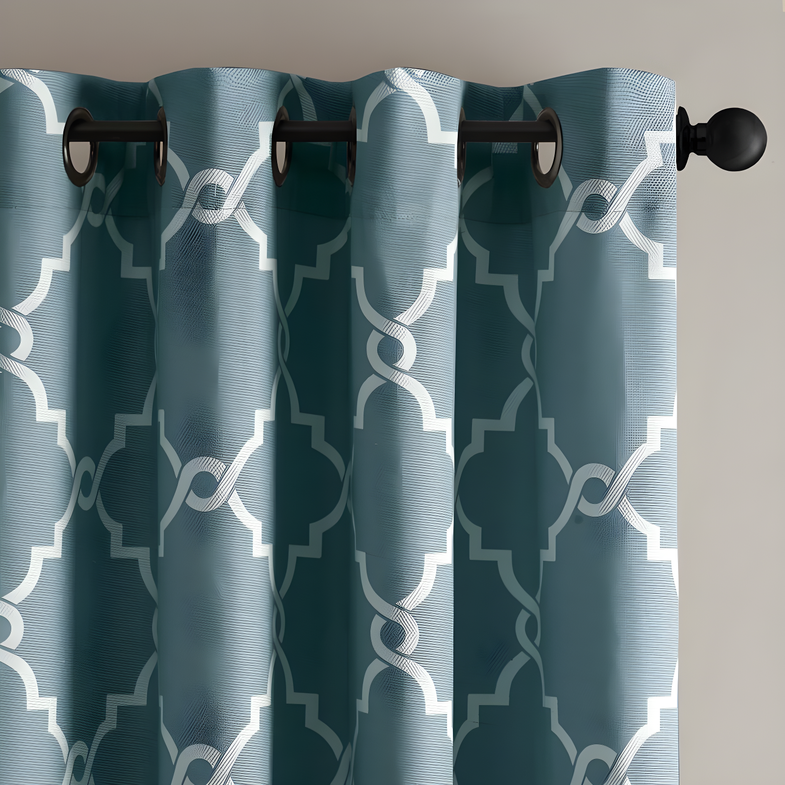 Madison Park Fretwork Print Grommet Top Single Window Curtain Panel