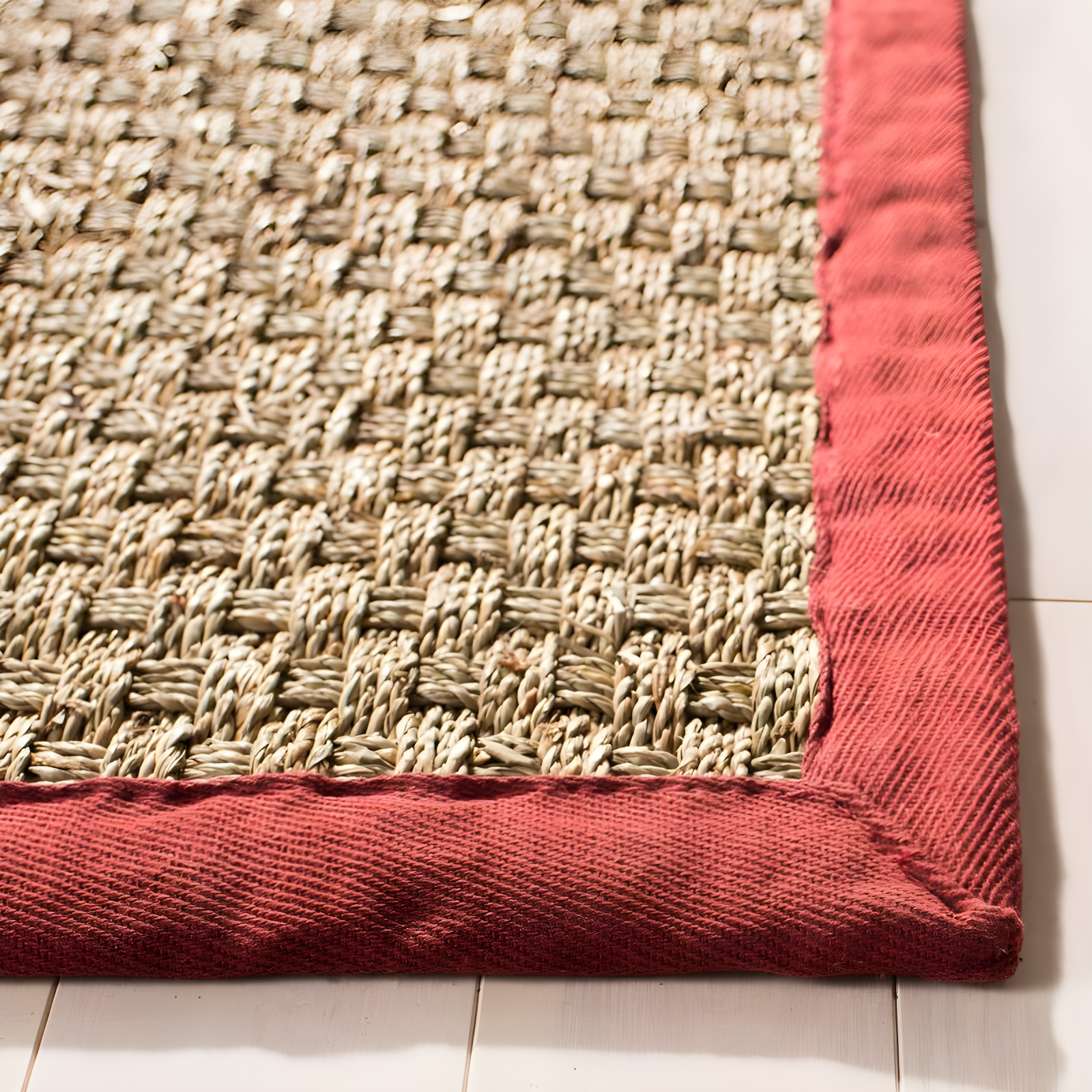 Natural Fiber NF114 Power Loomed Indoor Area Rug - Natural/Red - 4'x6' - Safavieh.