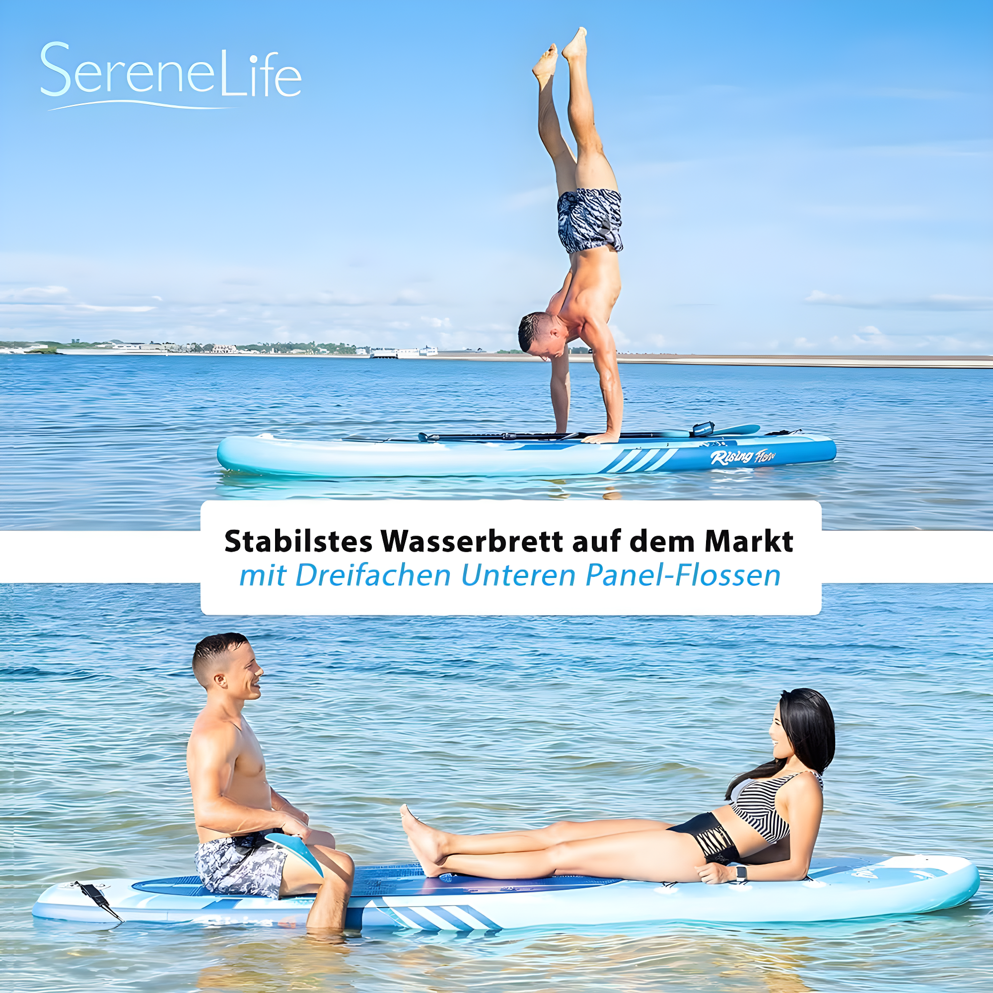 Serenelife Inflatable Stand Up Paddle Board (6 Inches Thick) With Premium SUP Accessories & Carry Bag | Wide Stance, Bottom Fin For Paddling, Surf Control, Non-Slip Deck | Youth & Adult Standing Boat