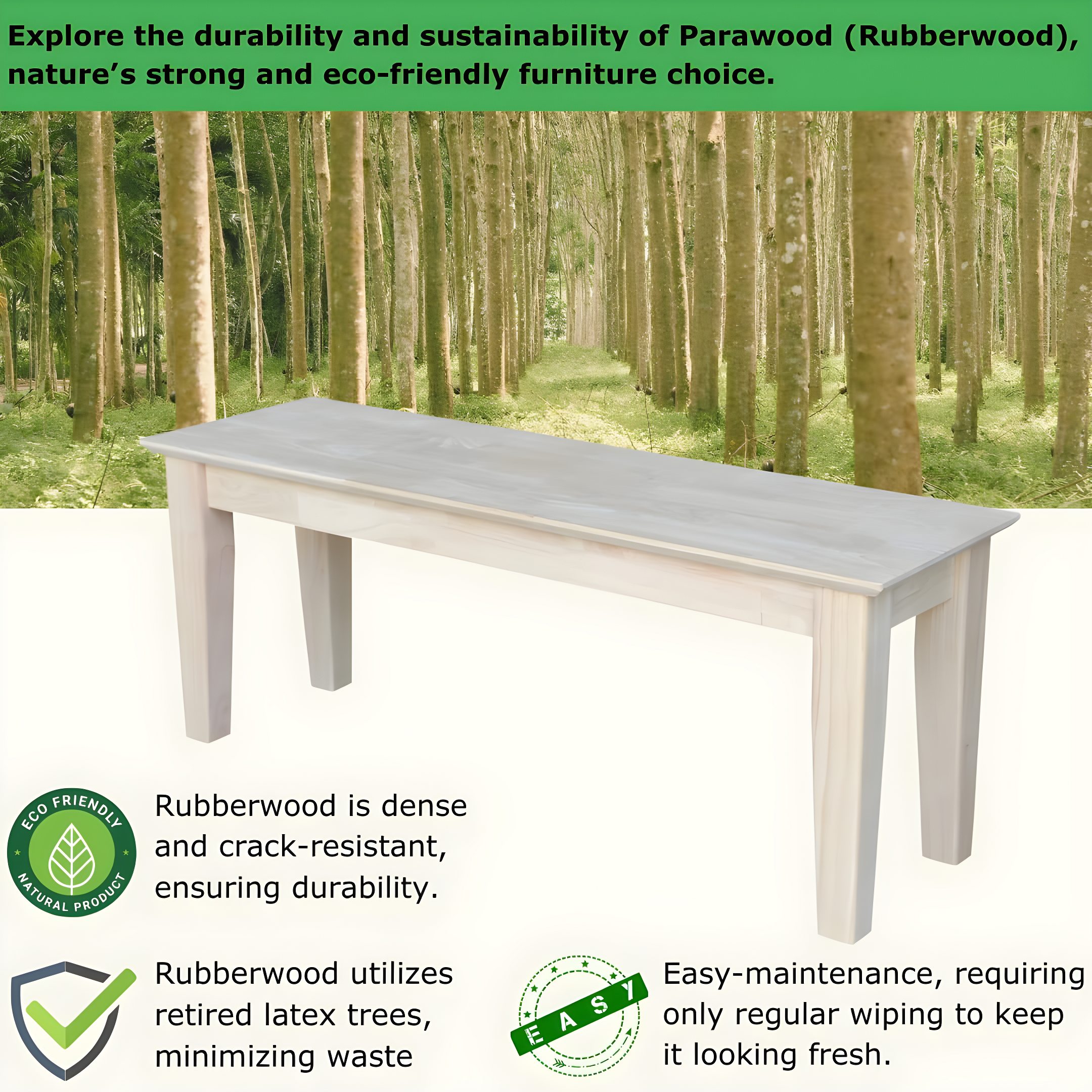 Farmhouse Bench - Unfinished - International Concepts: Hardwood Rectangular Seat for Dining & Bedroom, Seats 2